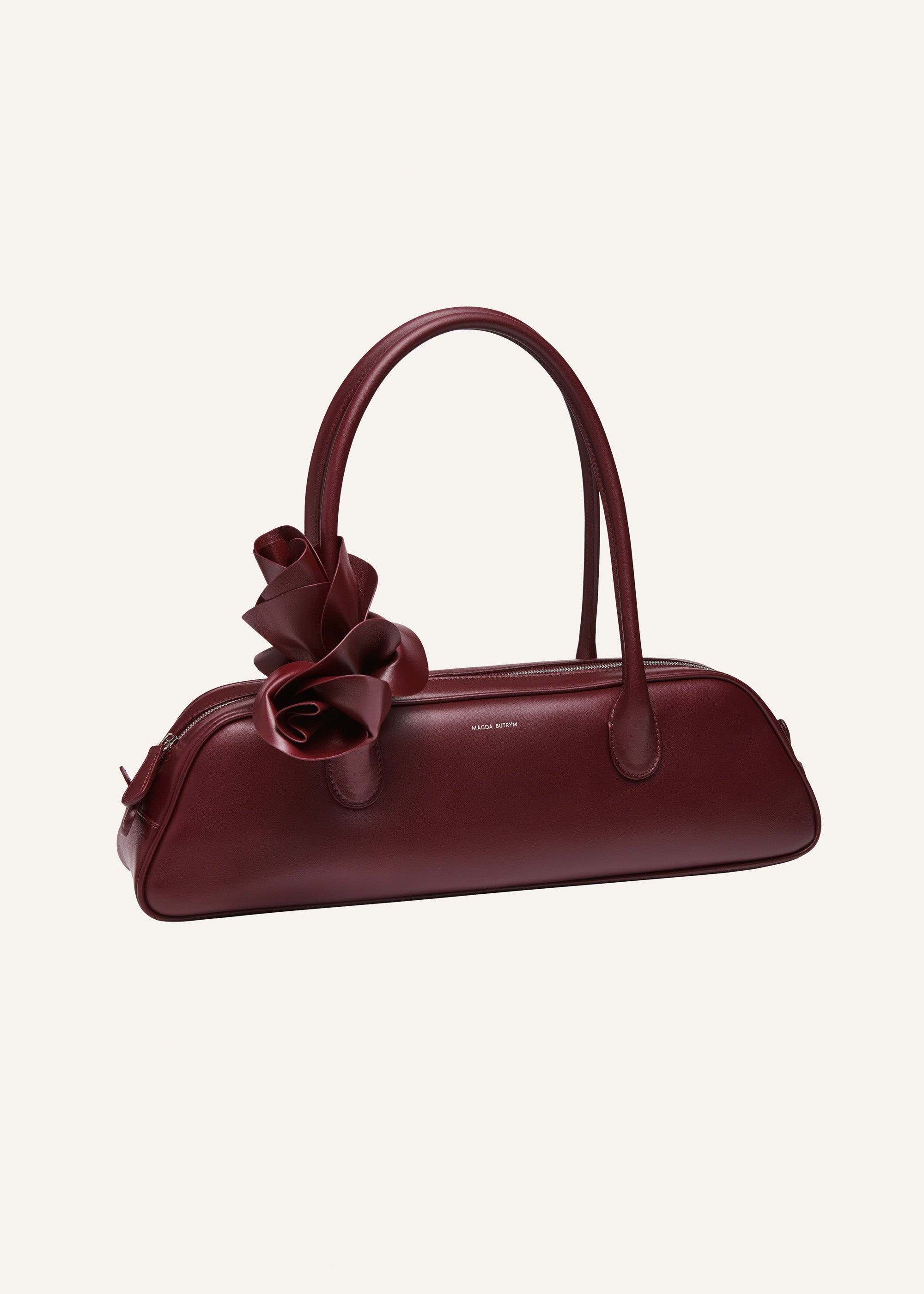 Brigitte trapeze bag in burgundy leather and silver - 2