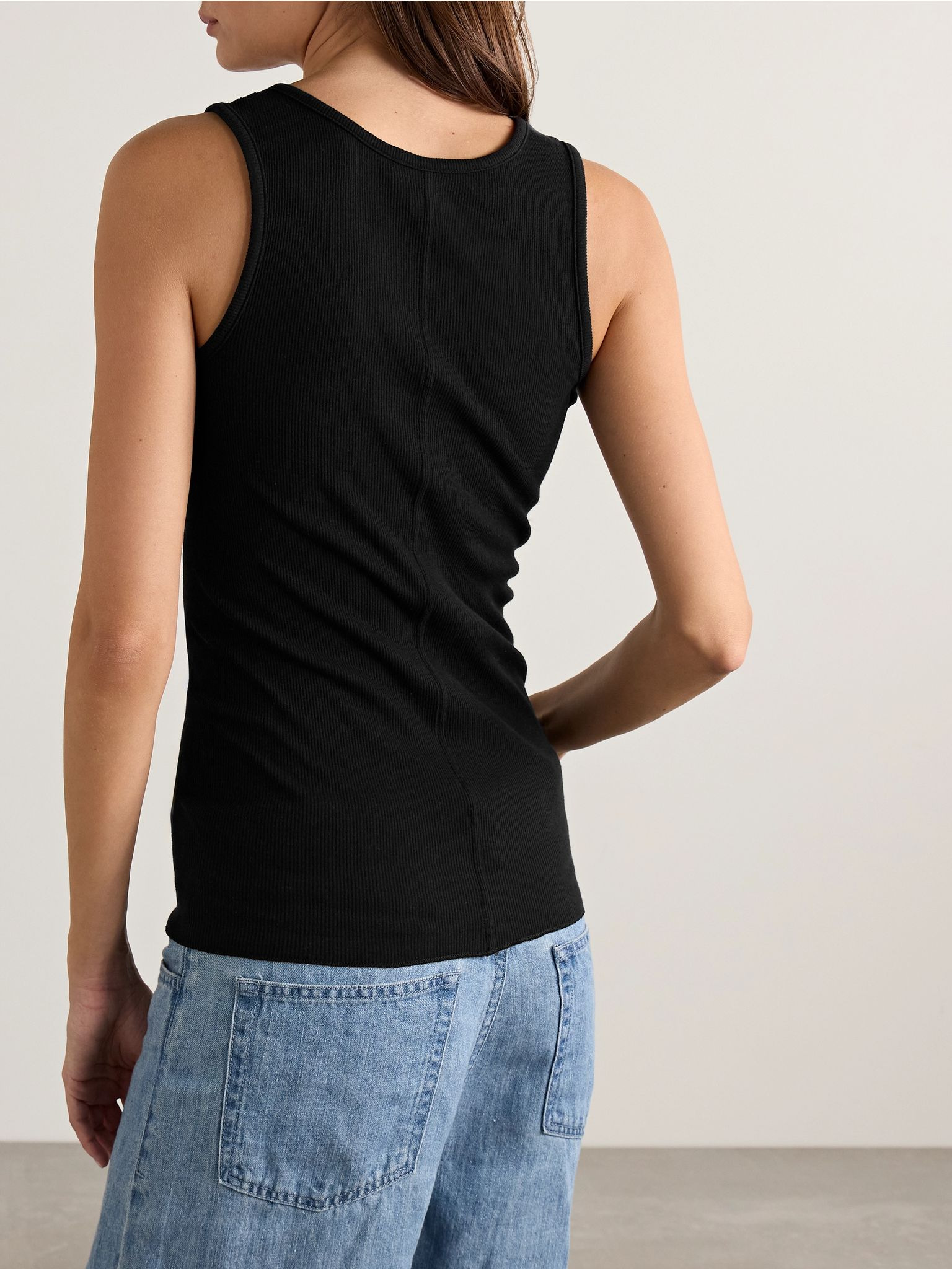 Mansel ribbed cotton-blend tank Black - 4