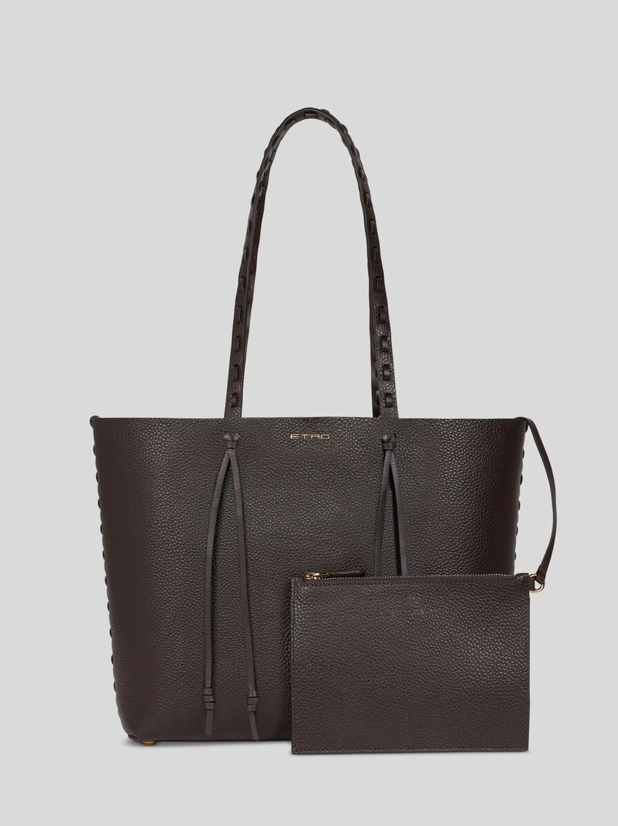 ETRO ESSENTIAL MEDIUM LEATHER TOTE BAG WITH THREADING - 2