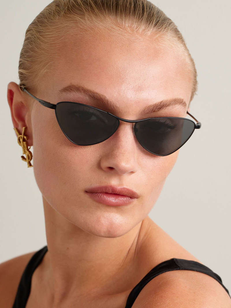 SAINT LAURENT Cat-eye metal sunglasses Black outlook