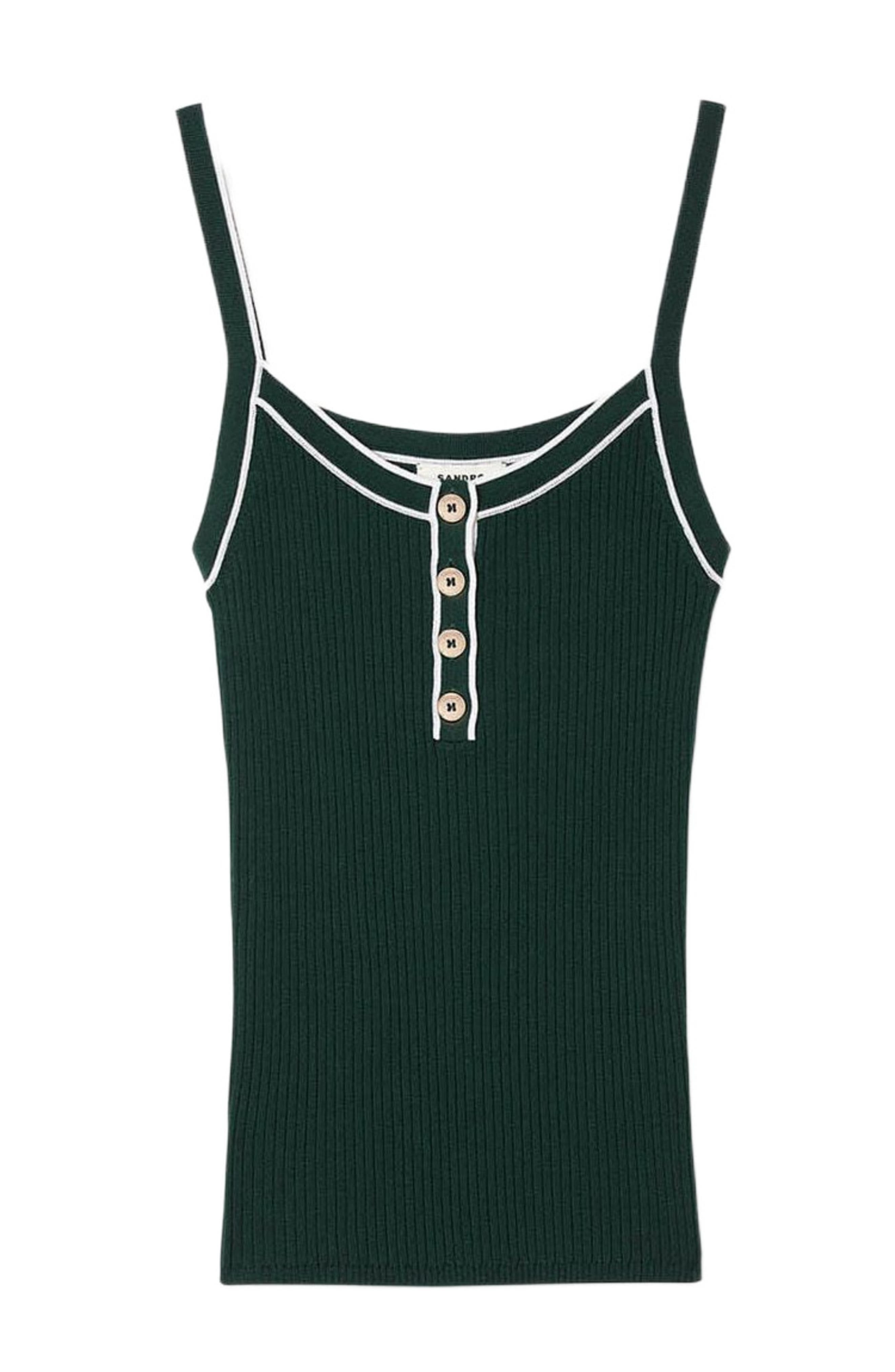 SANDRO Two-tone knit vest top in Bottle Green at Nordstrom - 5
