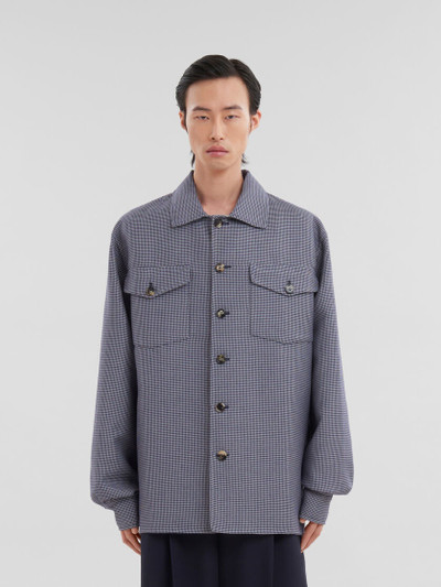 Marni BLUE HOUNDSTOOTH WOOL SHIRT WITH POCKETS outlook