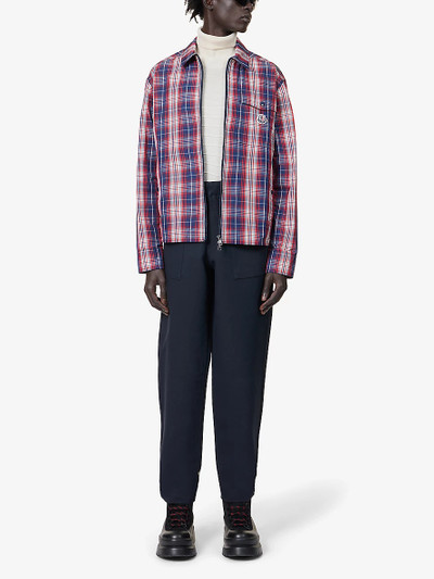 Moncler Check-pattern zip-up relaxed-fit shell shirt outlook