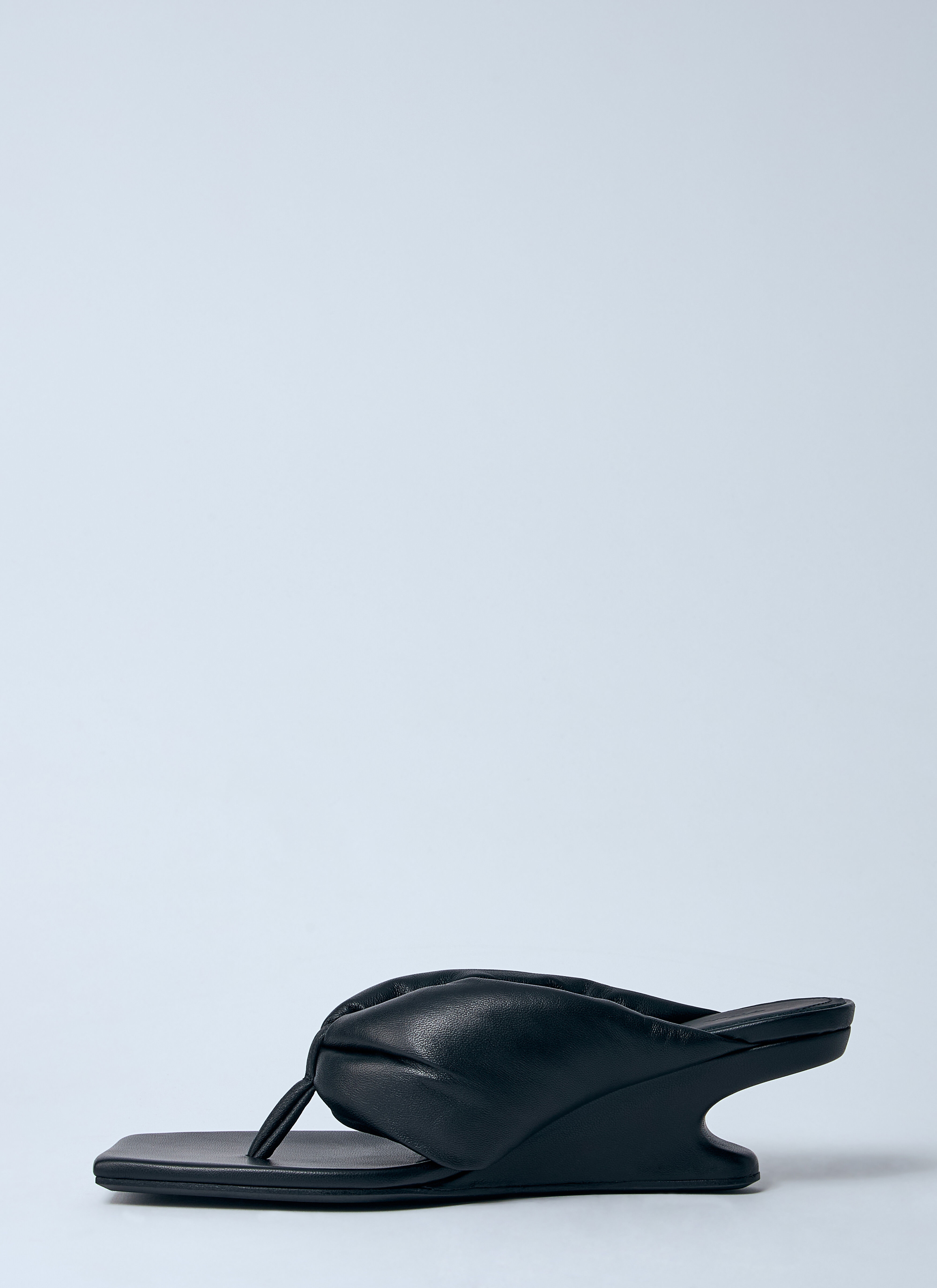 Leather Thong Wedge Sandals - 4