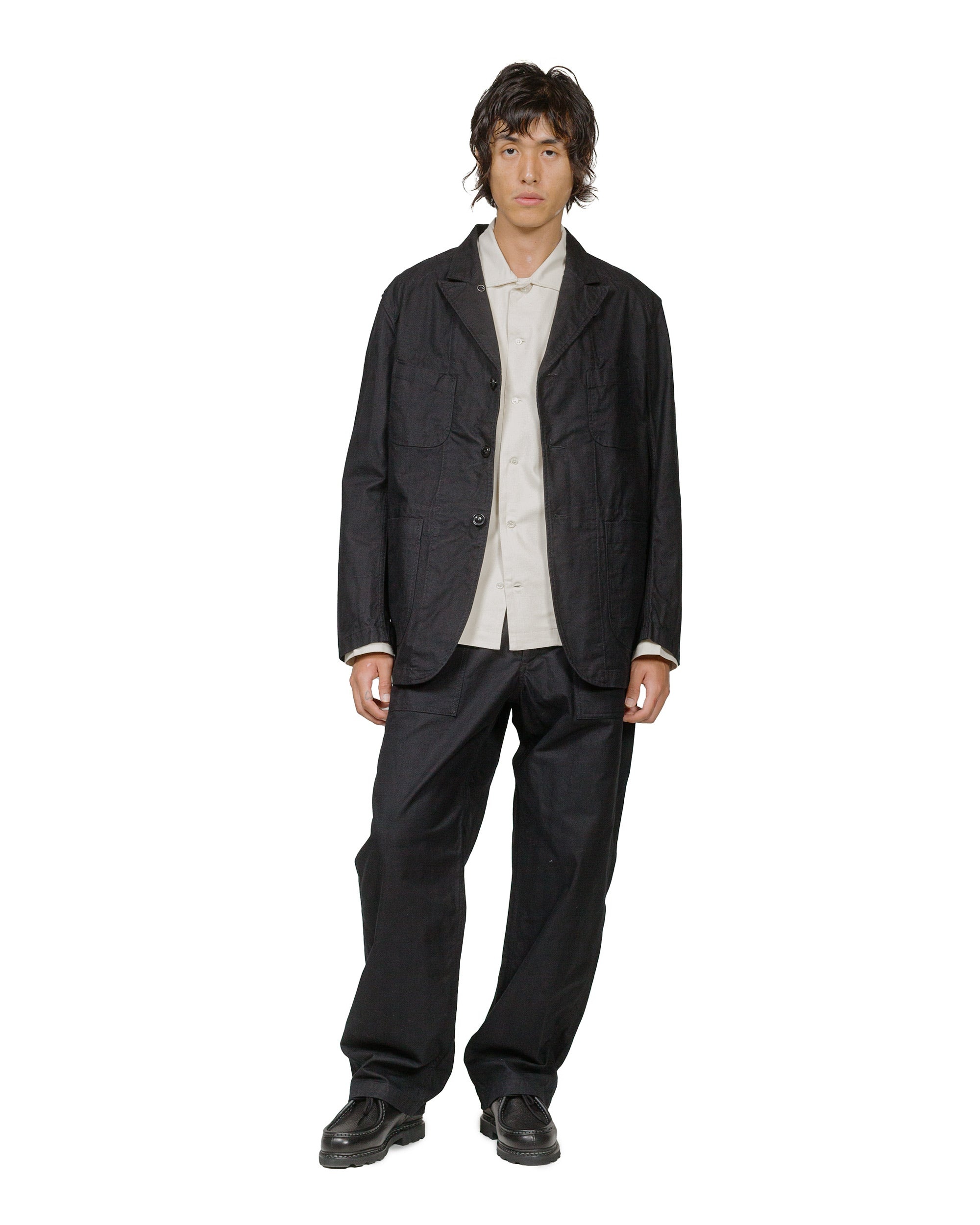 Fatigue Pant Black Cotton Brushed Herringbone - 4