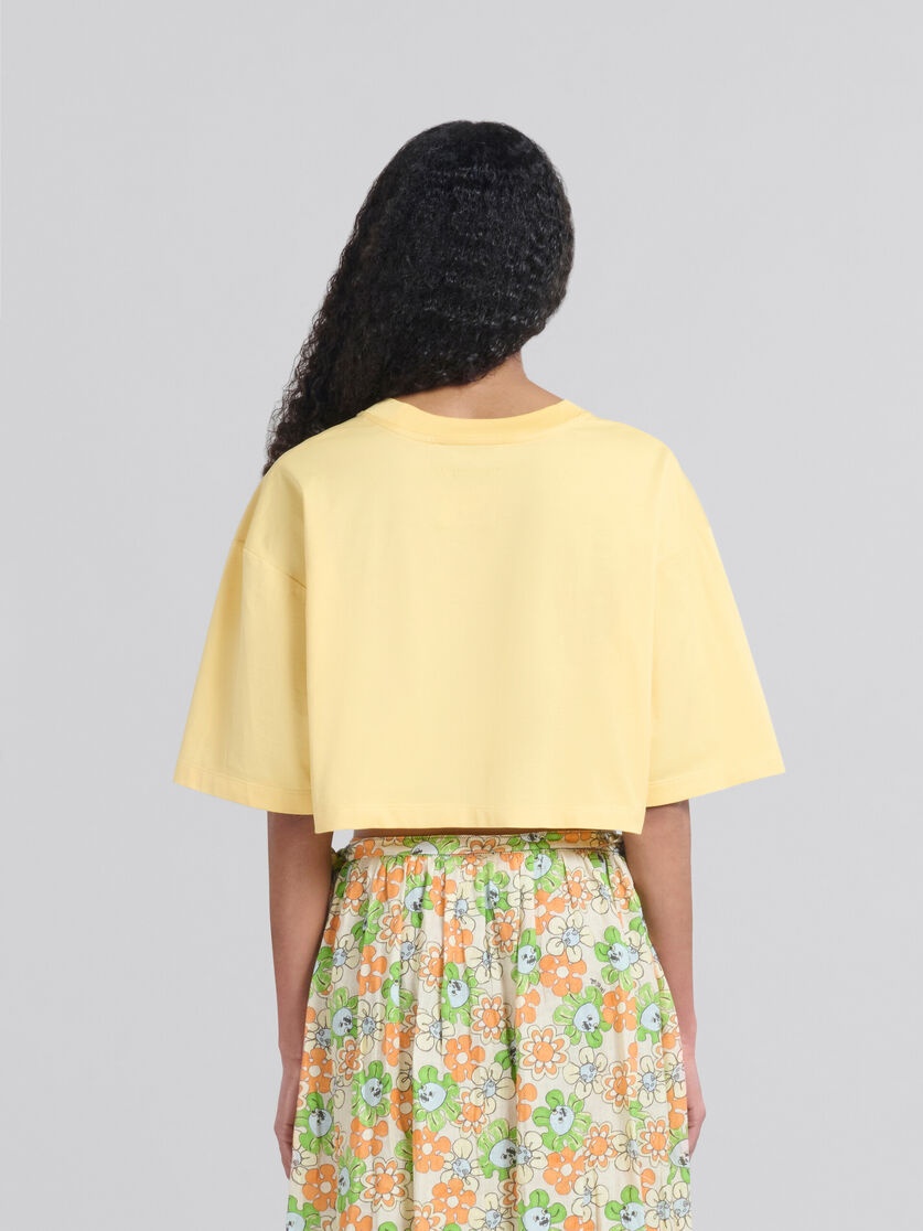 YELLOW ORGANIC JERSEY CROPPED T-SHIRT WITH PRINT - 3