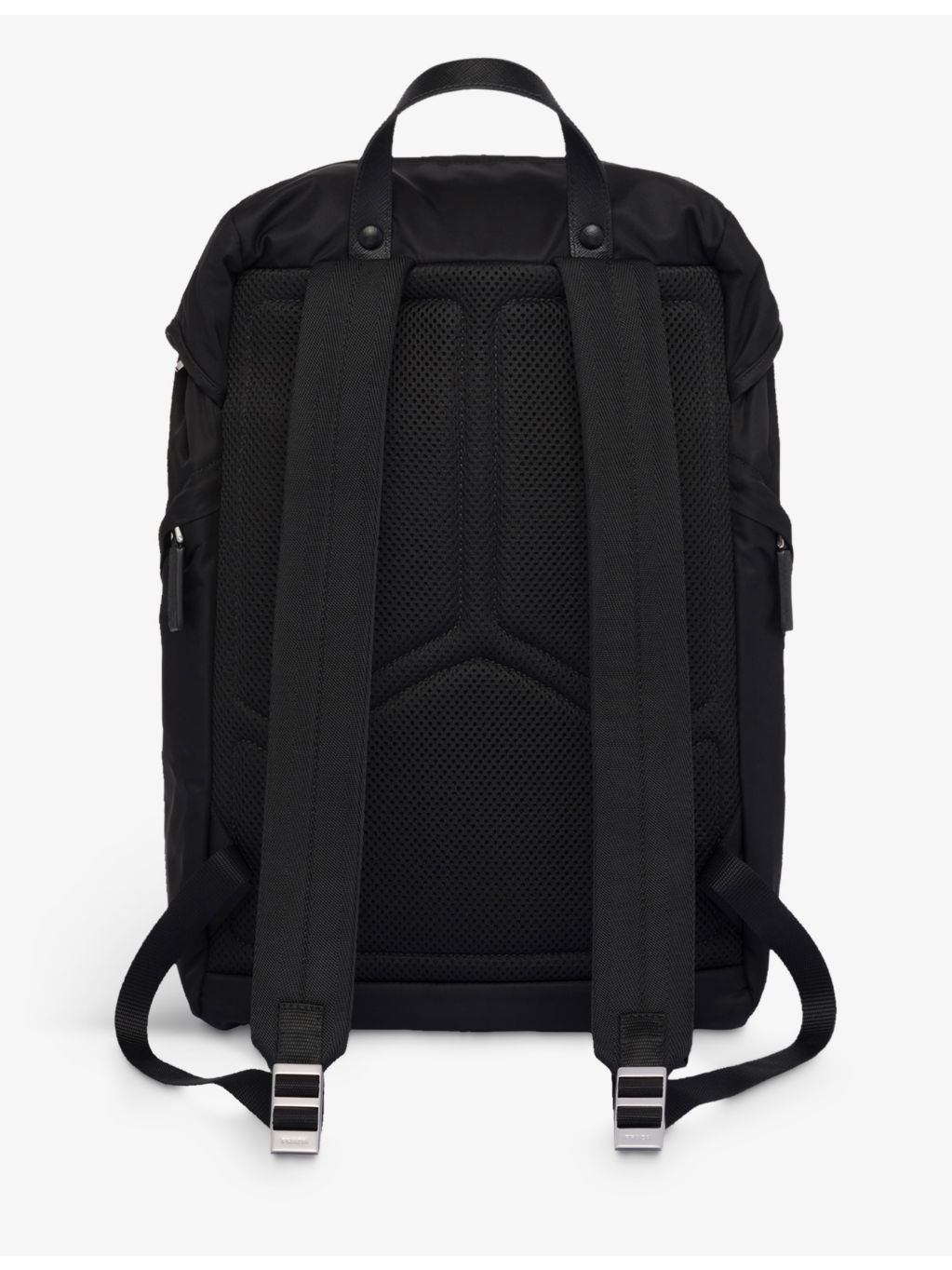Re-Nylon brand-plaque recycled-polyamide and&nbsp;saffiano leather  backpack - 3