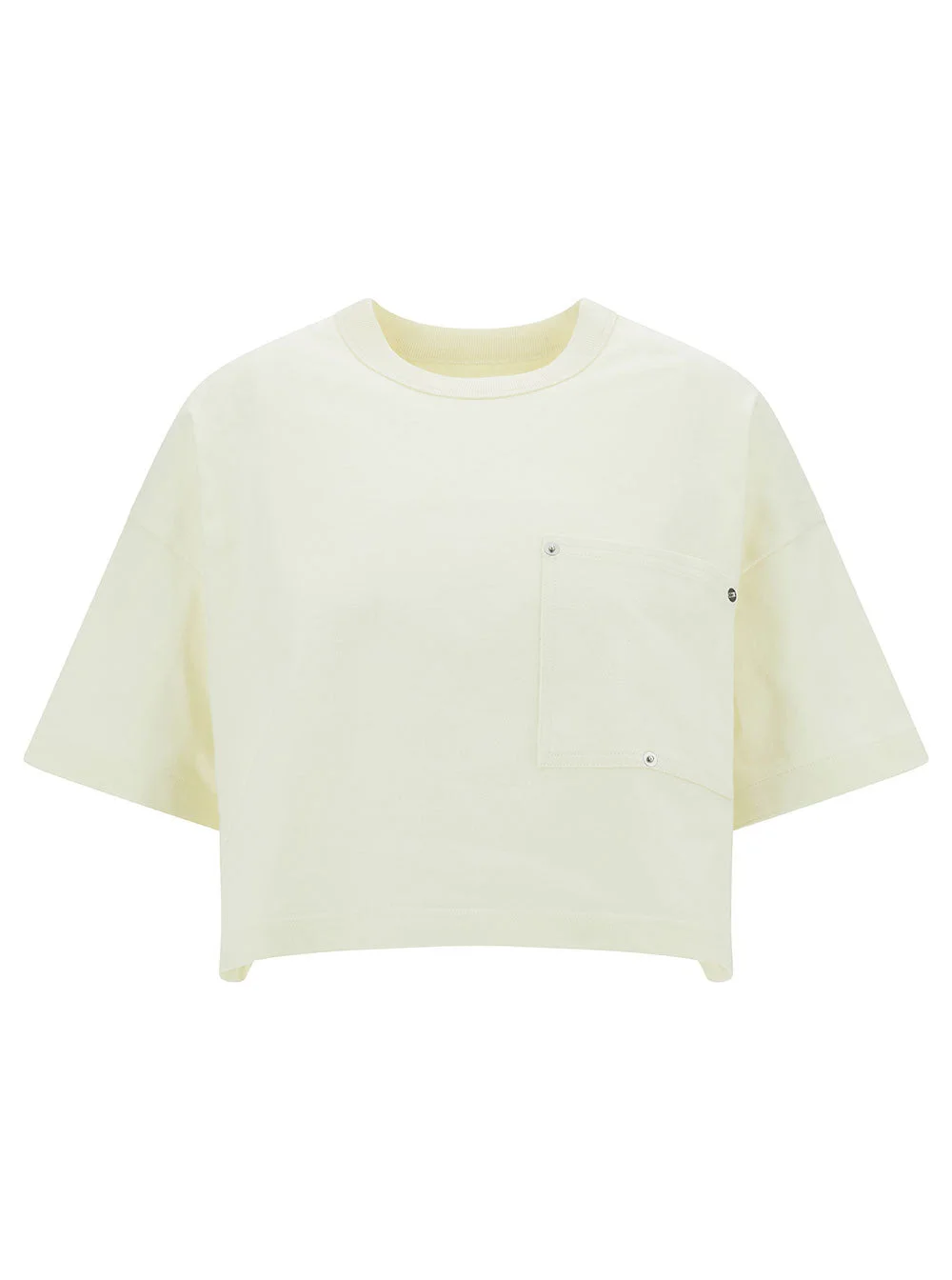 Bottega Veneta Women White Crop T-Shirt With Patch Pockets In Cotton Woman - 1