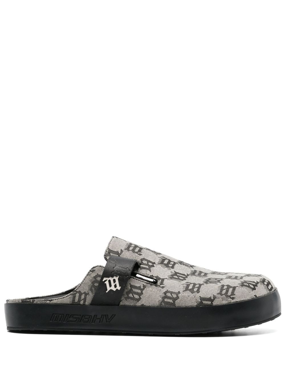 monogram-pattern slip-on sandals - 1