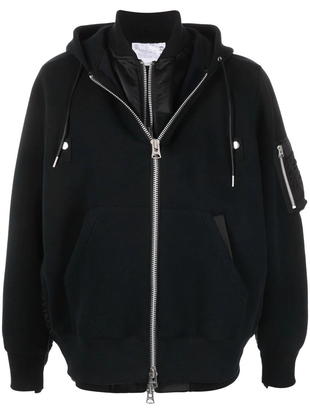 layered drawstring-hooded jacket - 1