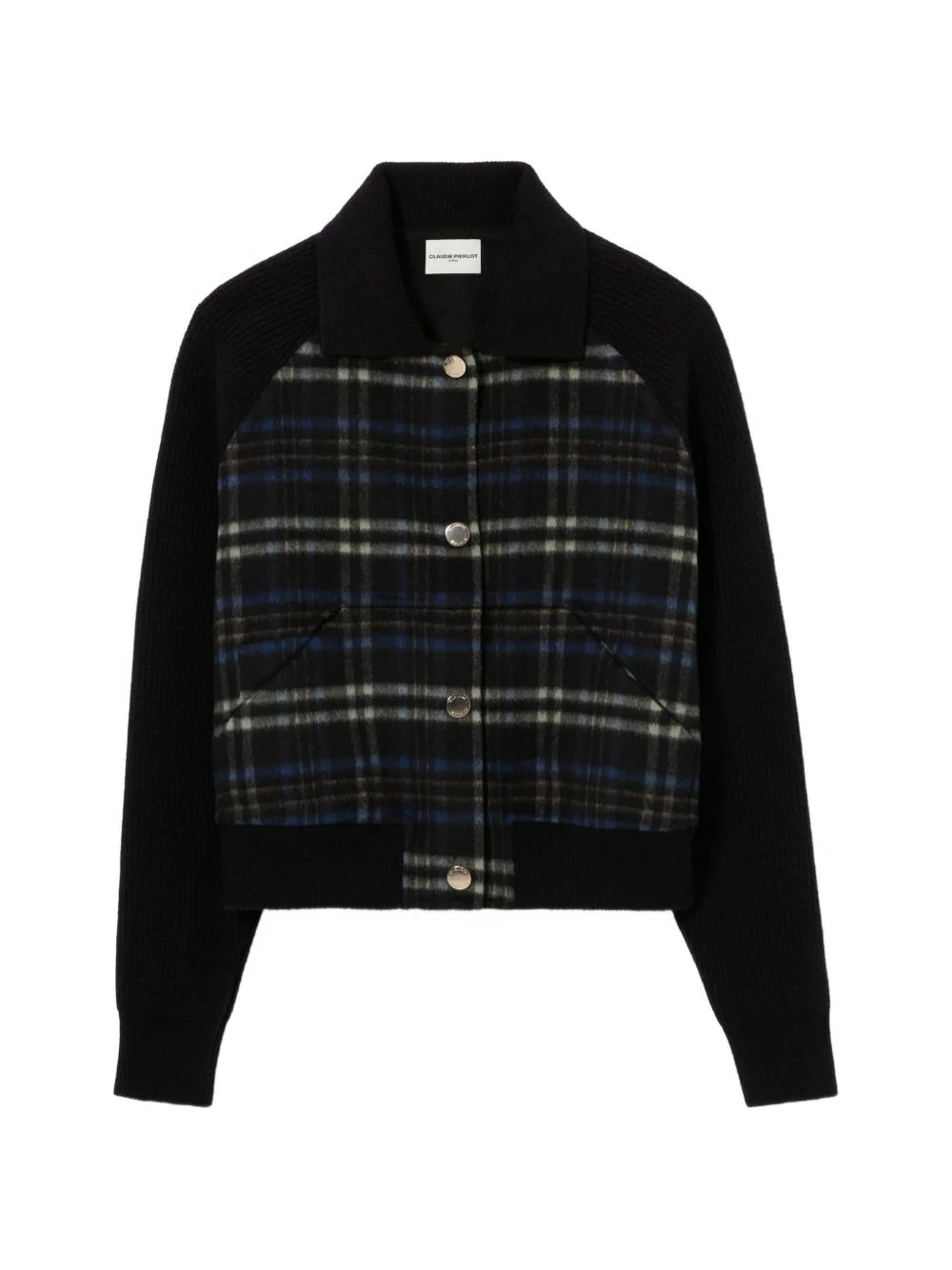 striped bi-material jacket - 1