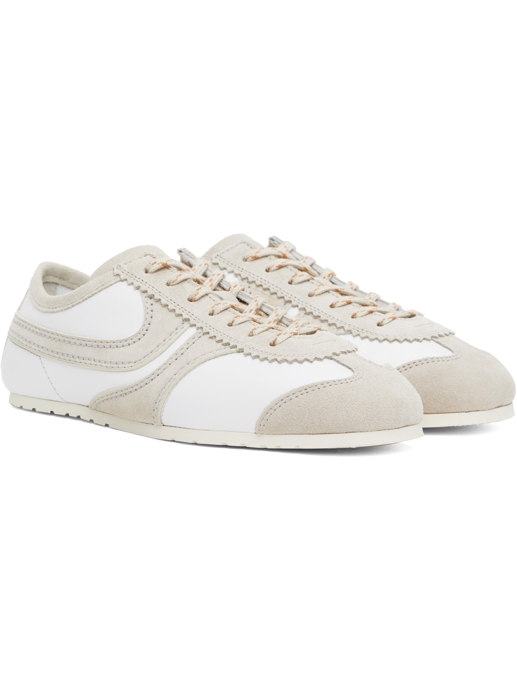 Taupe & White Suede Sneakers - 4