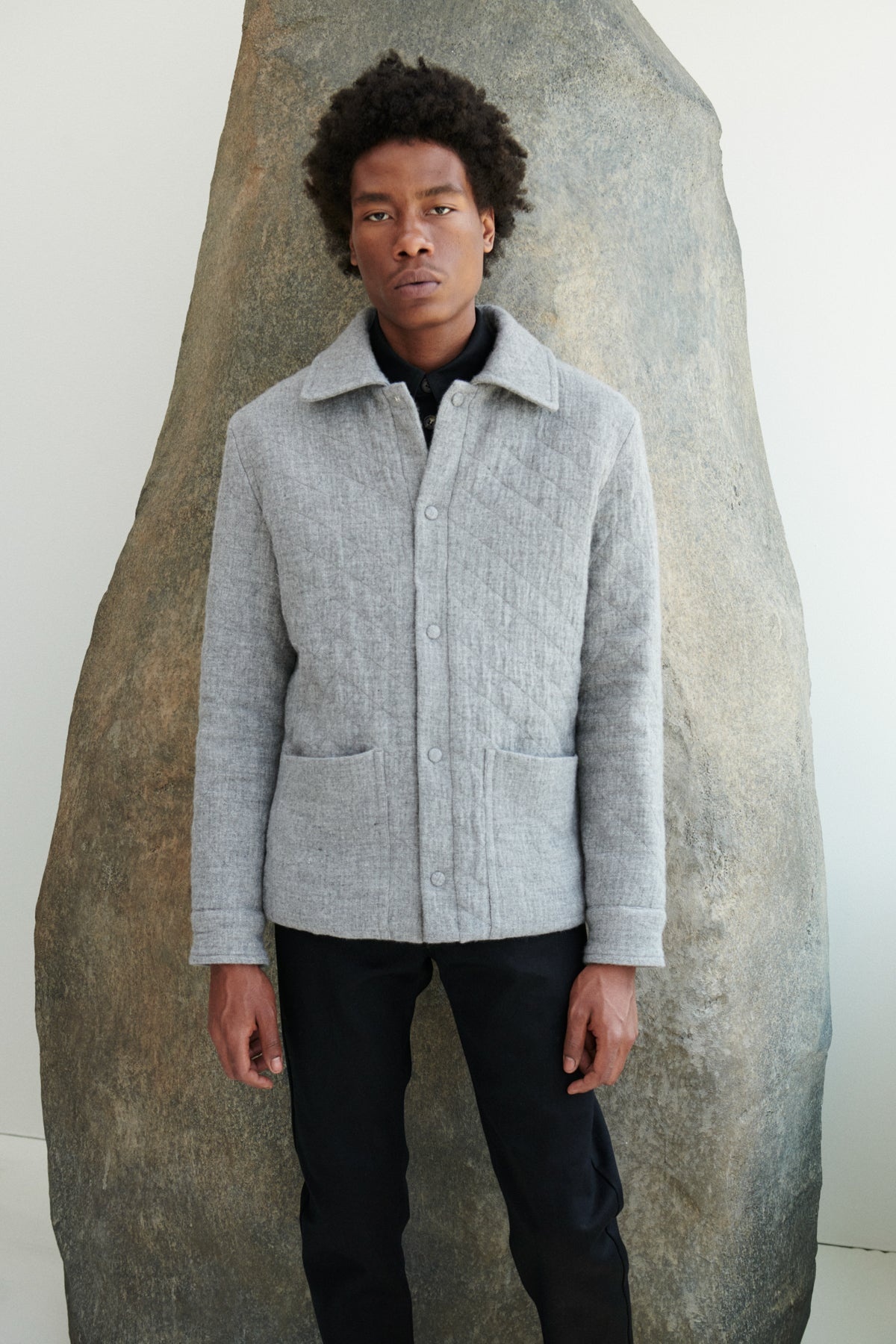 Skye Paddock Jacket in Grey Melange Cashmere Linen - 2