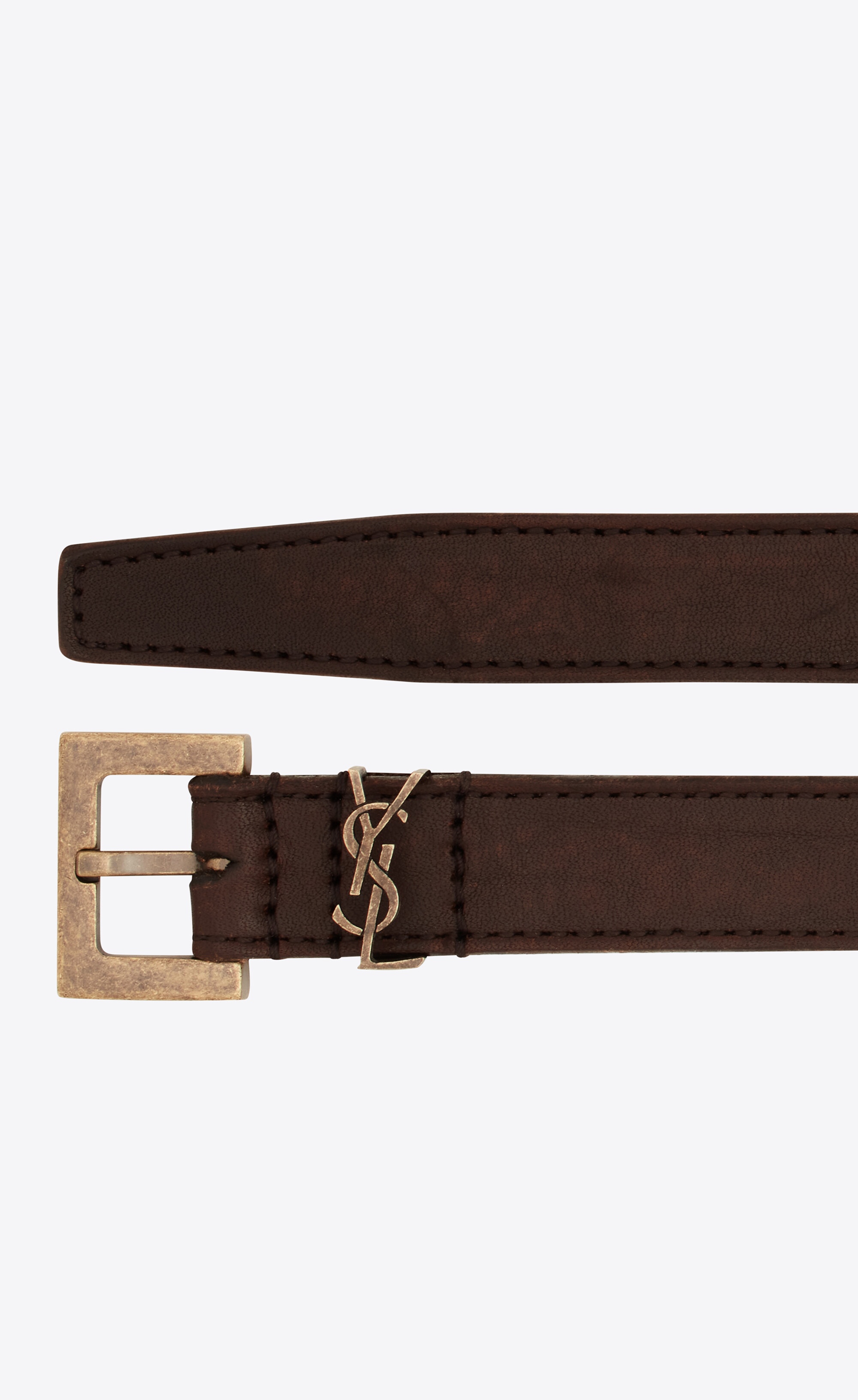 monogram thin belt with square buckle in leather - 2