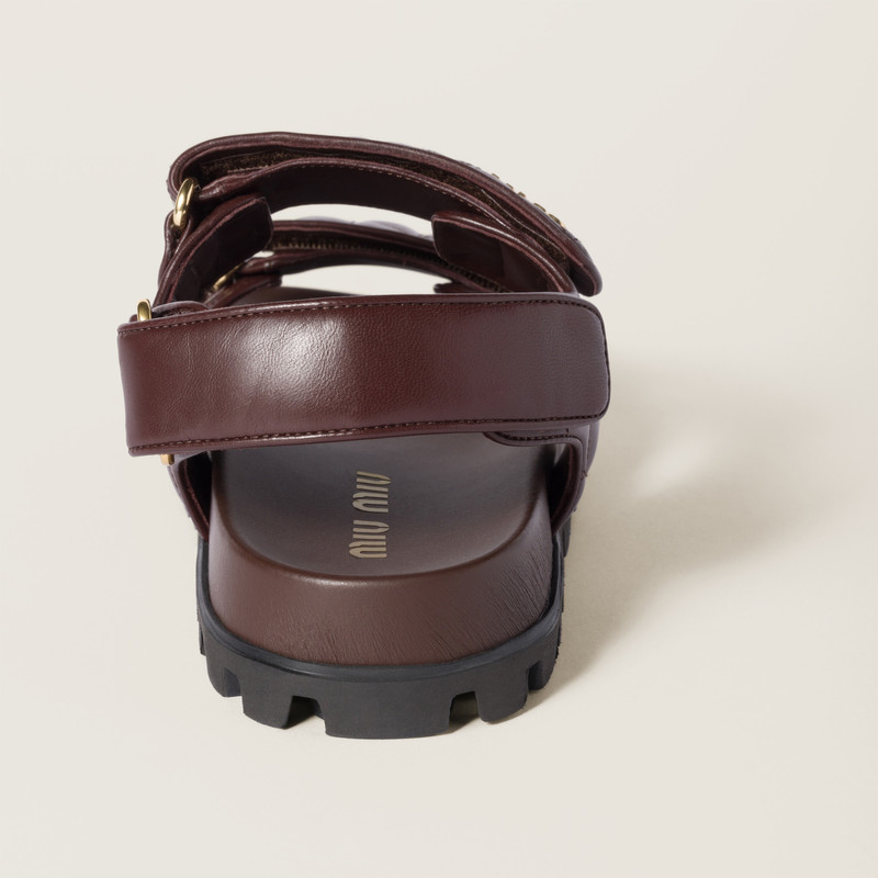 Miu Miu Sporty matelassé nappa leather sandals outlook