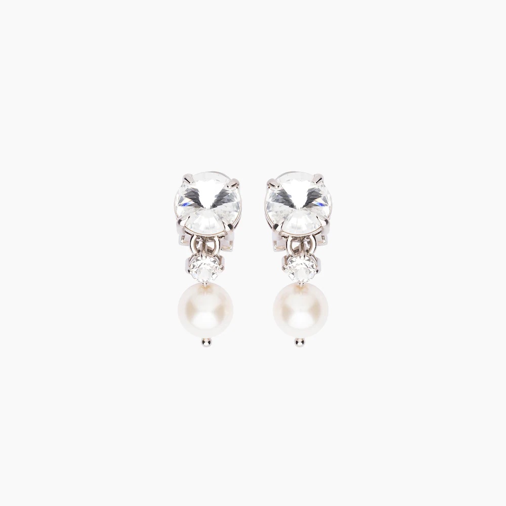 Crystal and pearl pendant earrings - 1