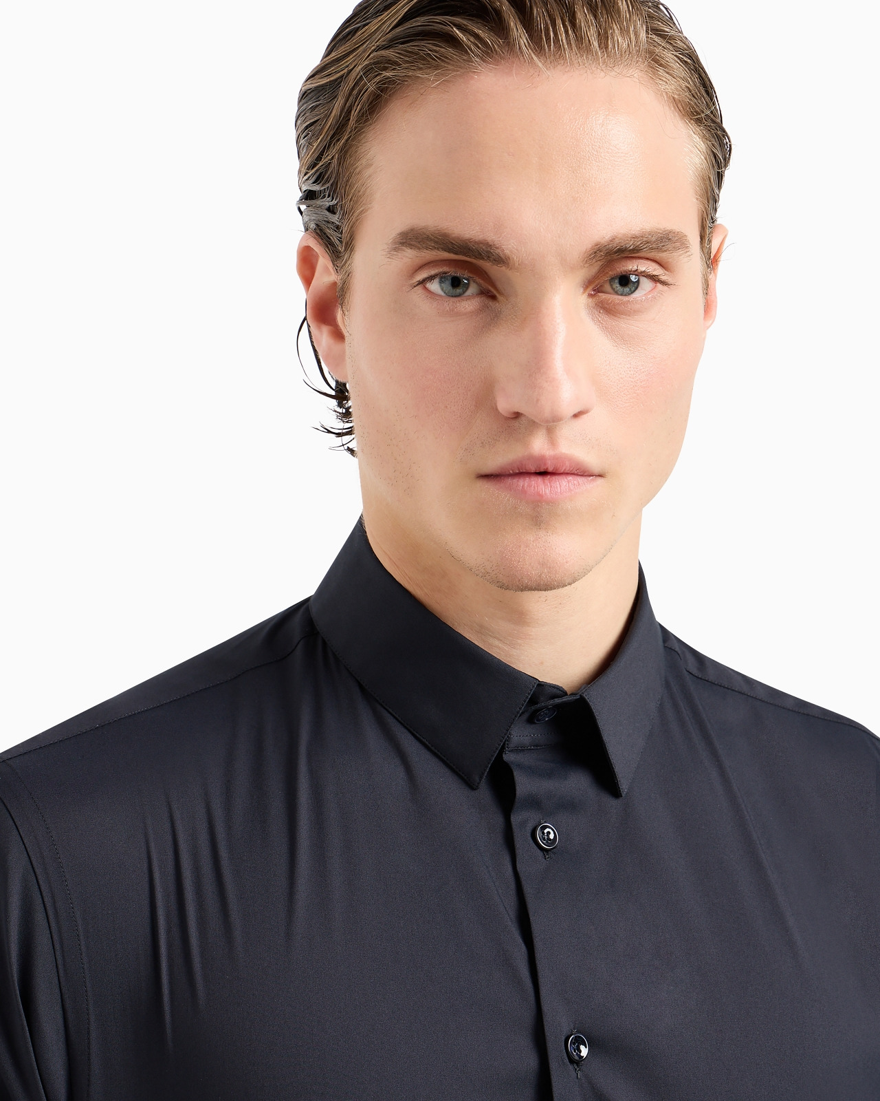 Plain-knit stretch cotton shirt - 5