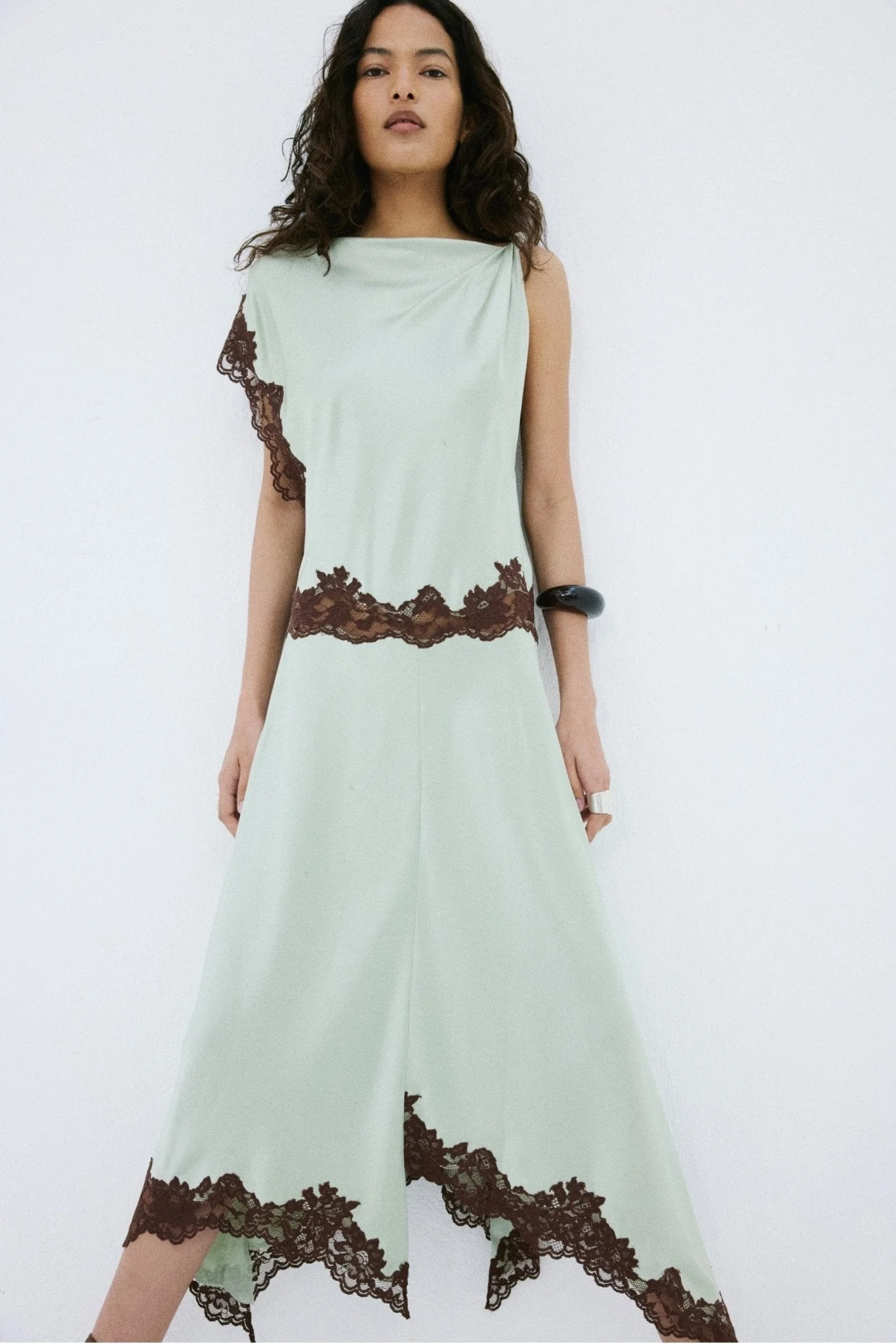 ADRIANA MIDI DRESS IN MINT GREEN DOUBLE SATIN - 1