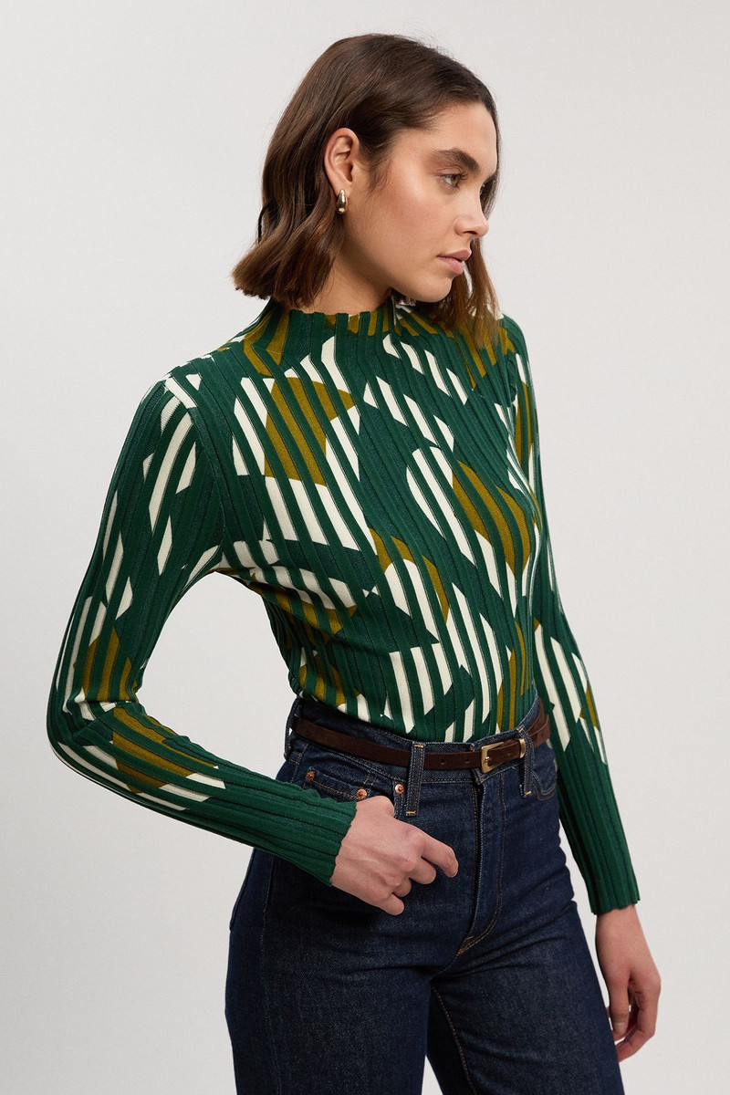 Geo Jacquard Knit Long Sleeve Top 1