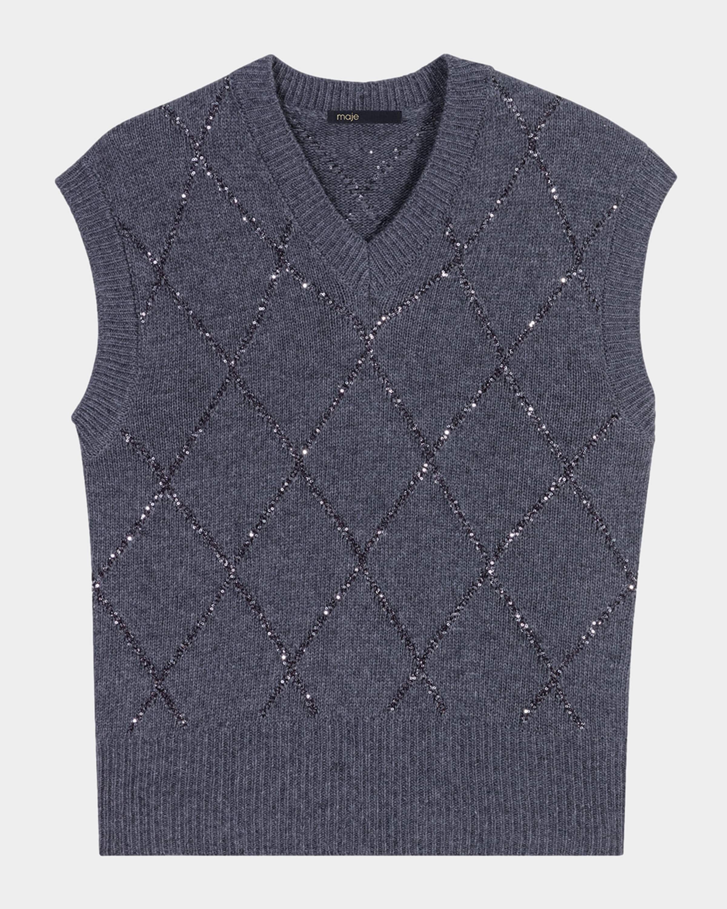 Mipa Sequined Diamond Sweater Vest - 2