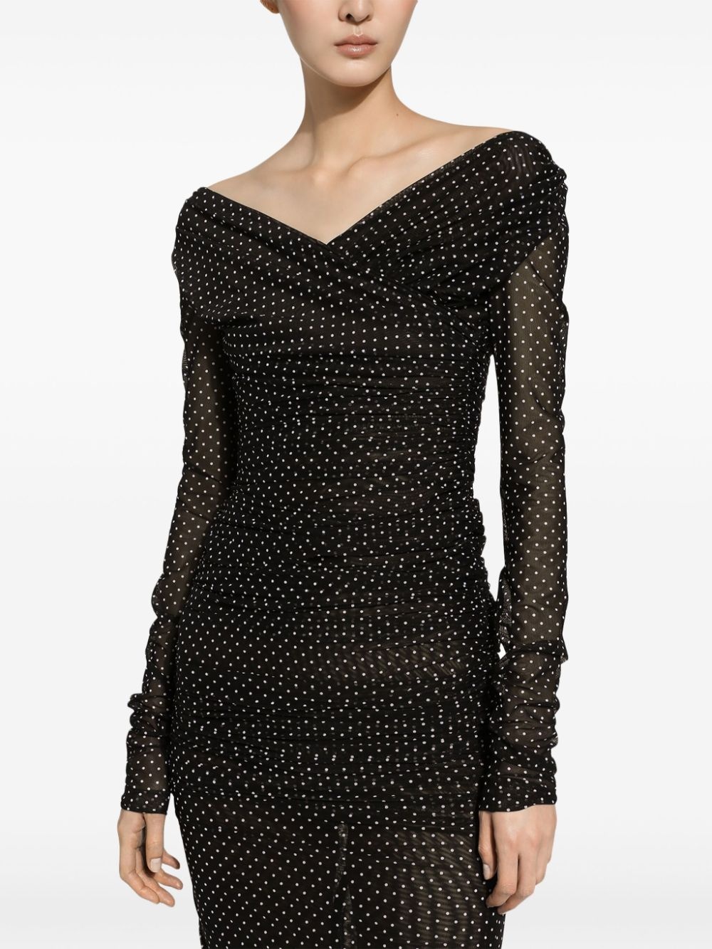 polka-dot tulle midi dress - 4