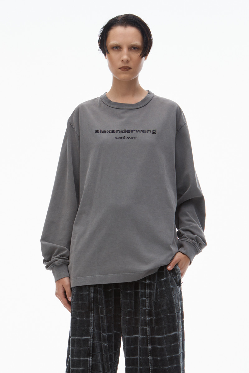 glitter puff logo long-sleeve tee in cotton 2