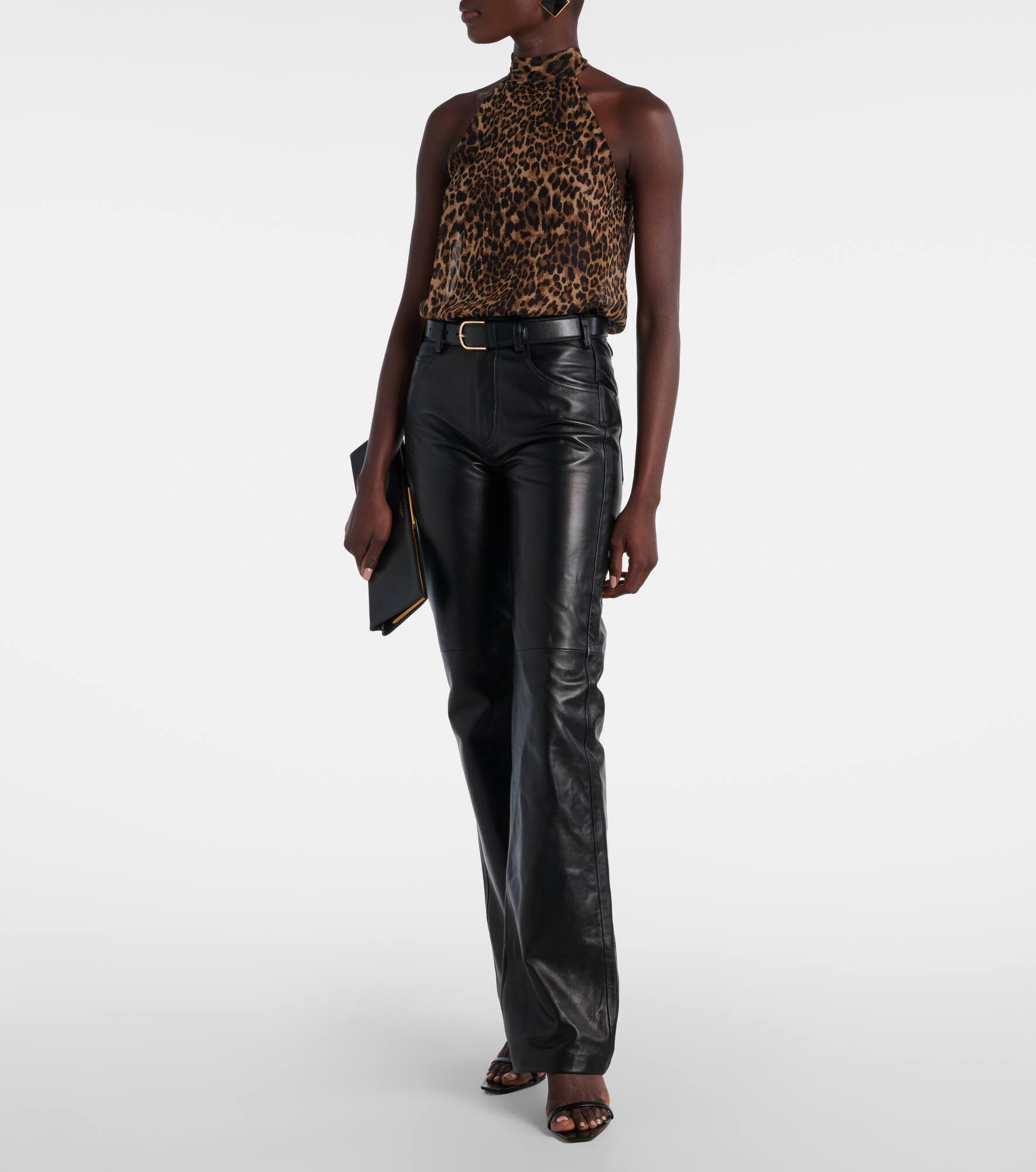 Alla tie-neck leopard-print silk top - 2