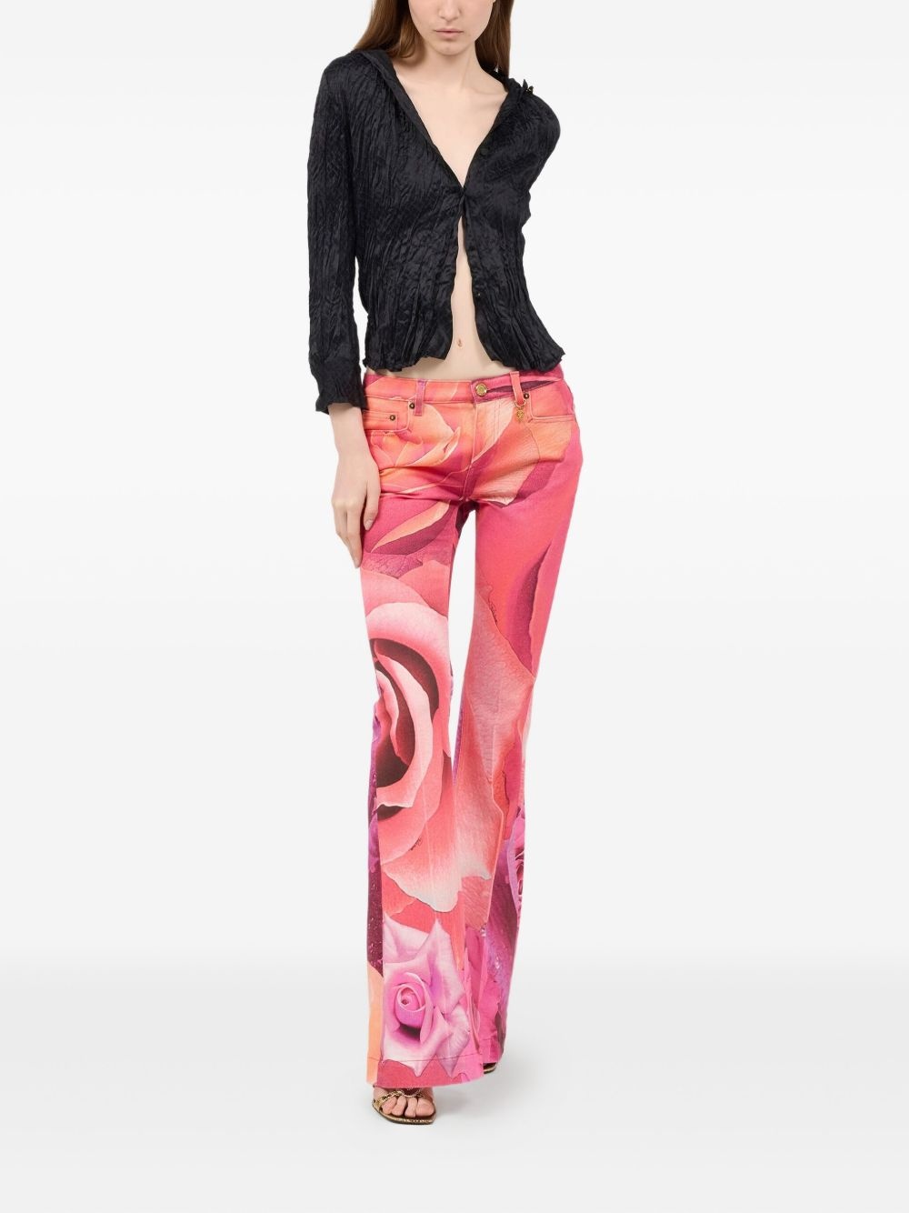 floral-print flared jeans - 2