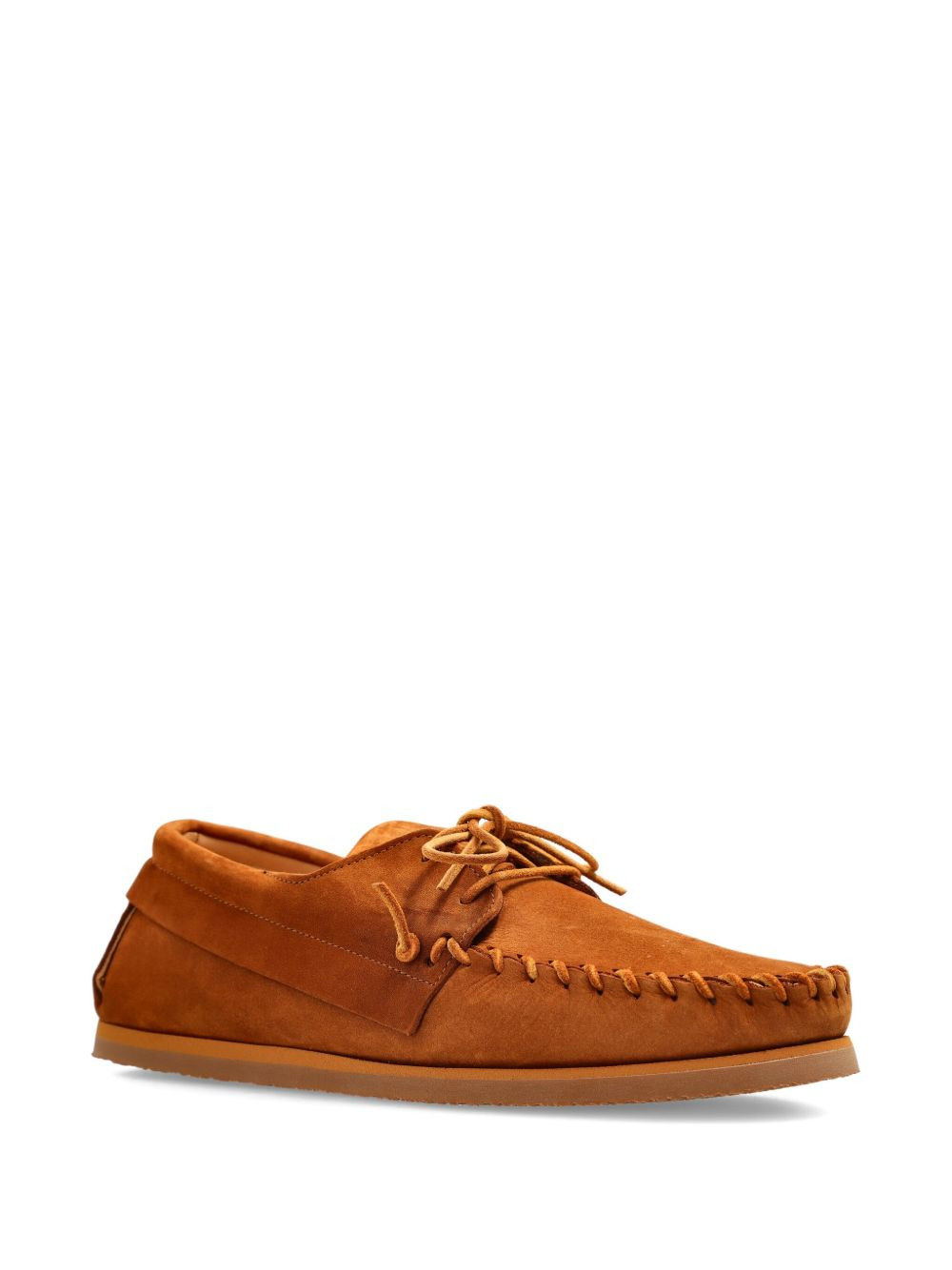 leather lace-up moccasin boat shoes - 2