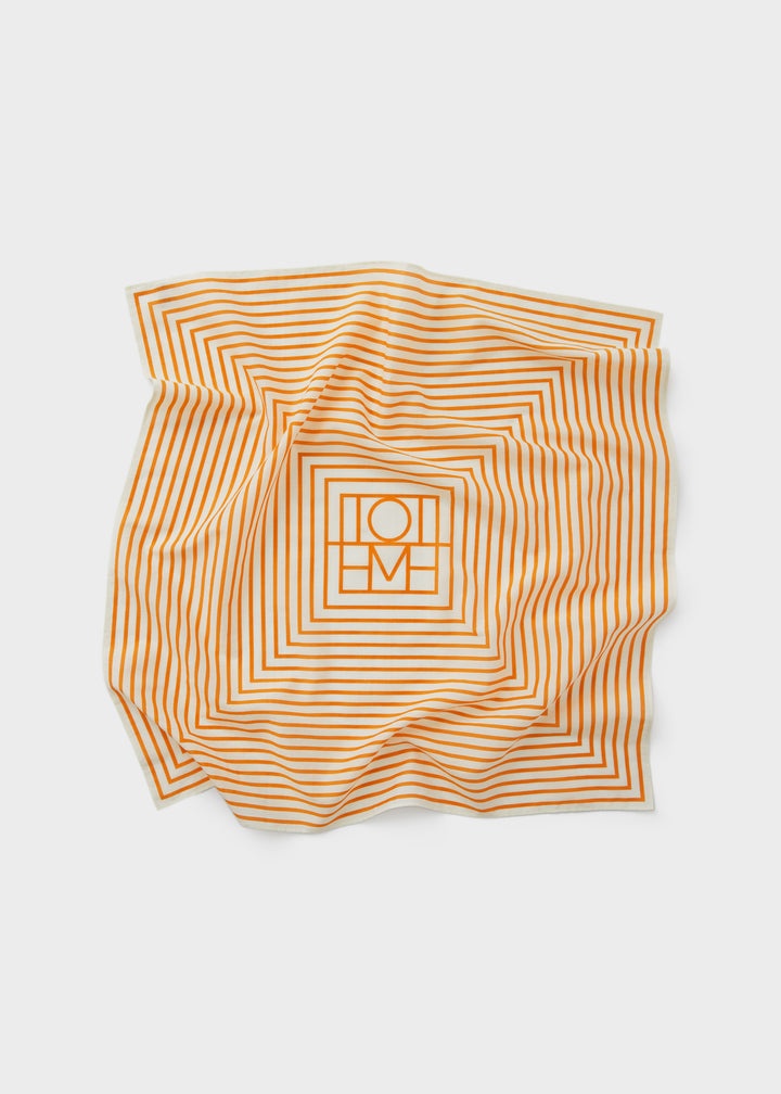 Signature monogram silk cotton scarf burnt orange - 6