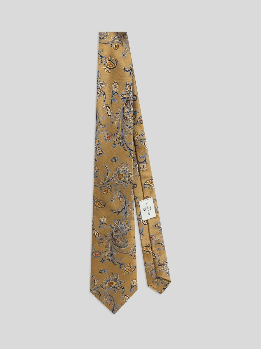 SILK JACQUARD TIE WITH FLORAL PAISLEY MOTIF - 1