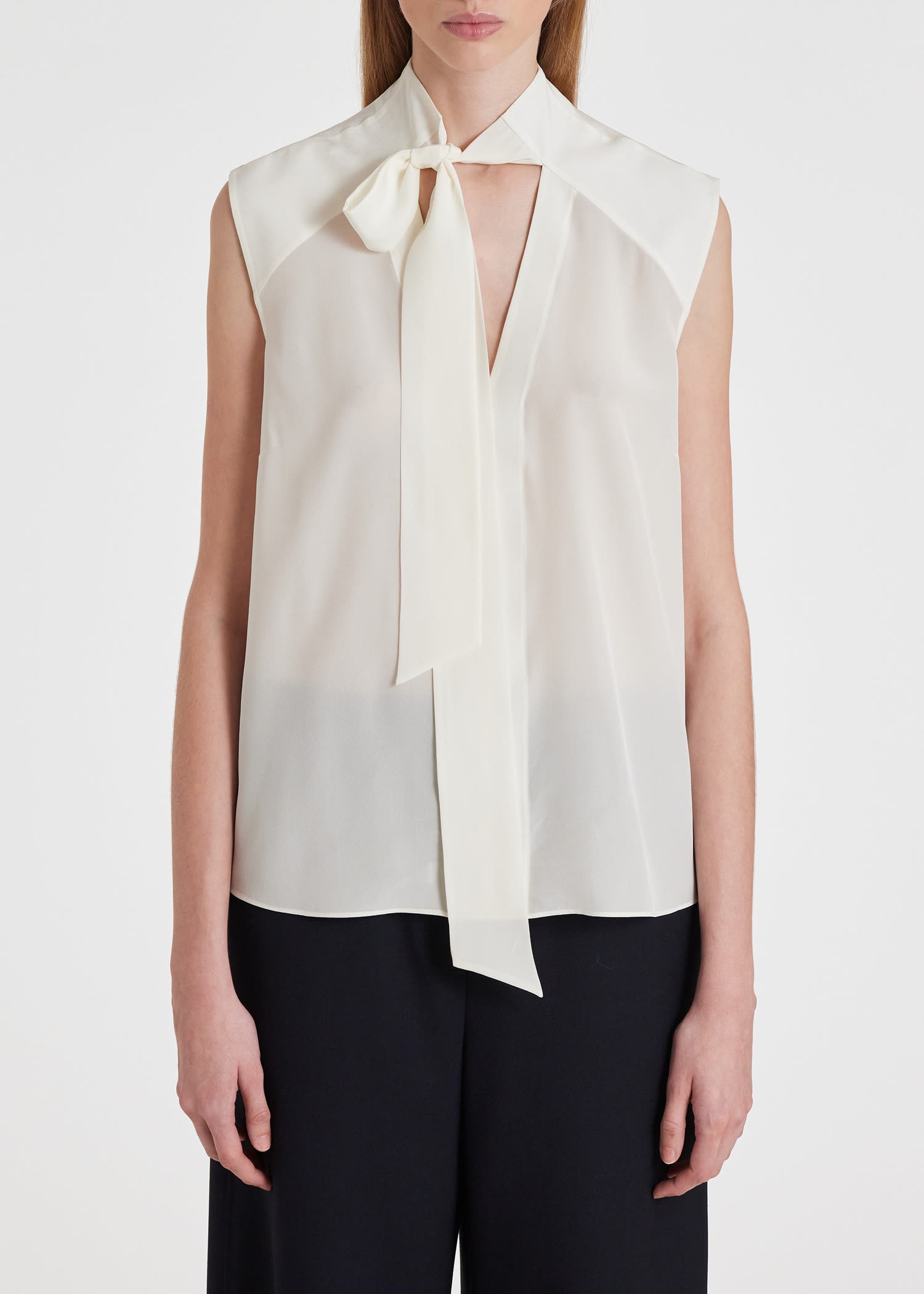 Ivory Tie Neck Blouse - 6