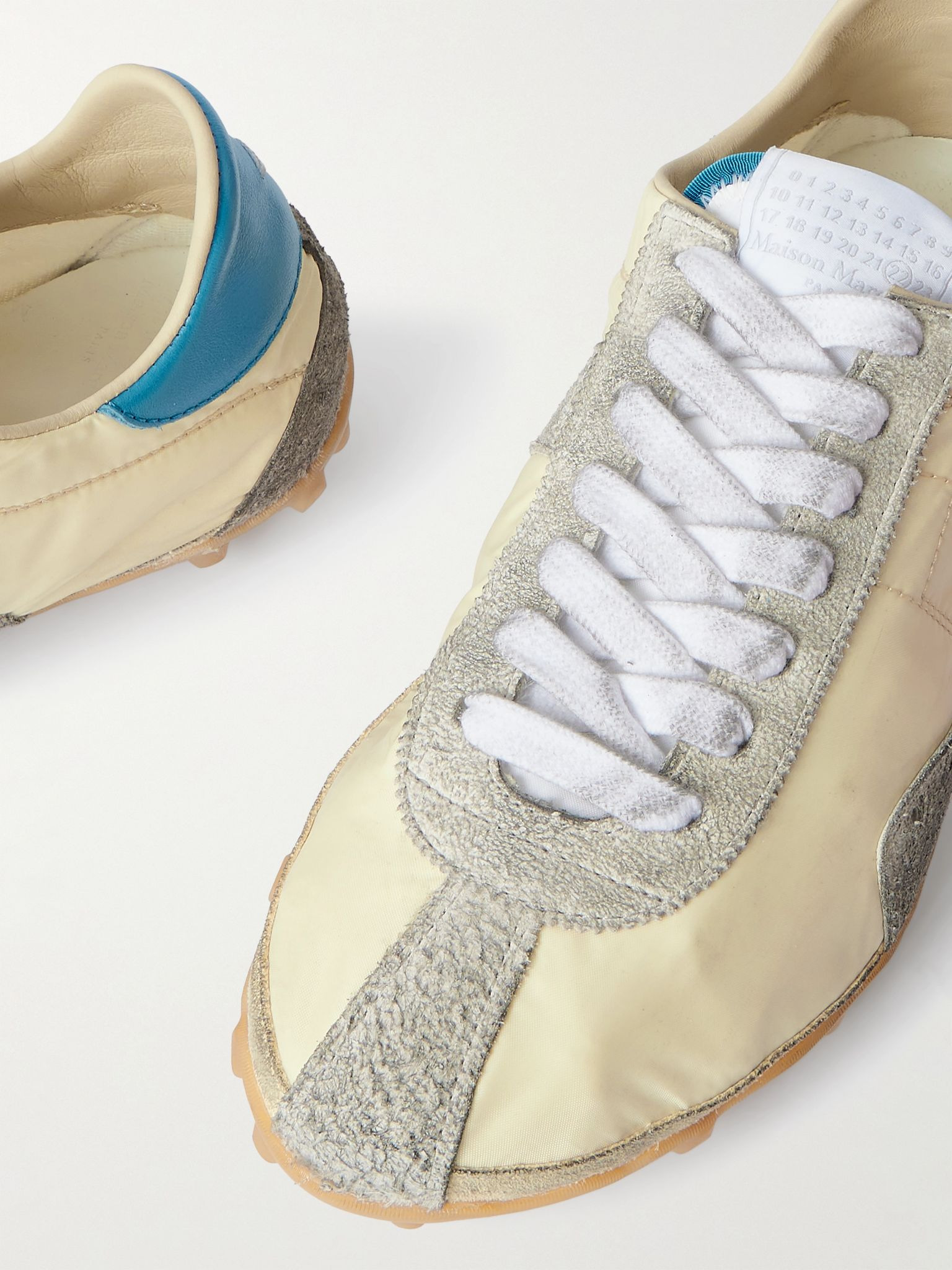 Sprinter leather and brushed suede-trimmed shell sneakers Pastel yellow - 4
