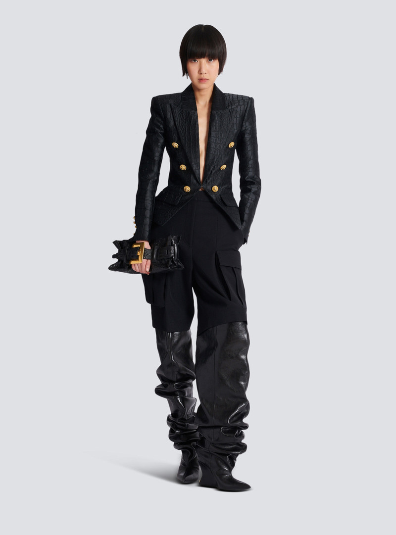 Balmain 6-button jacket in crocodile jacquard outlook