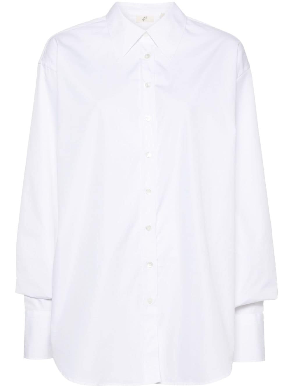 crinkled-sleeve cotton shirt - 1