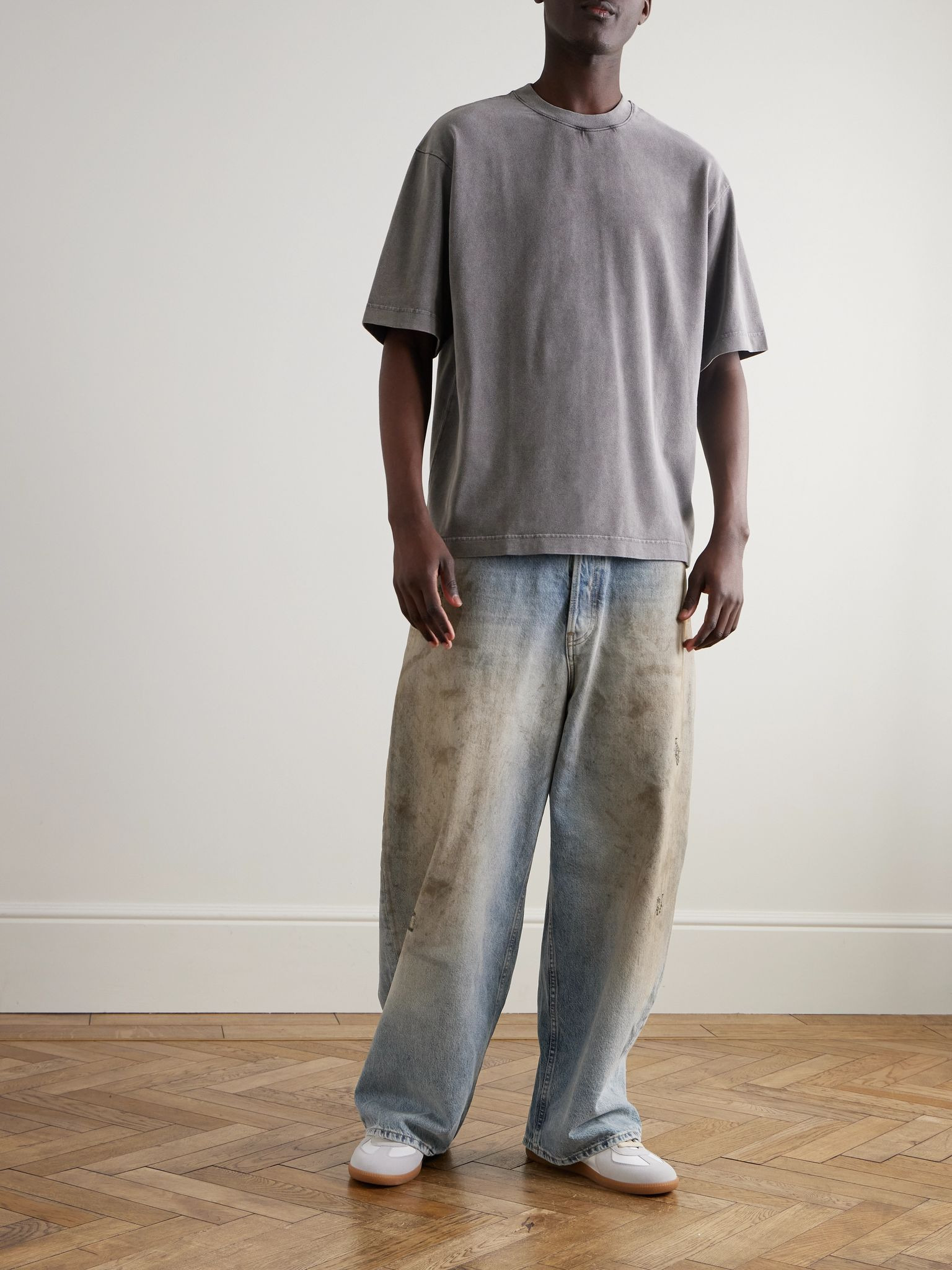 Straight-Leg Distressed Jeans Blue - 2