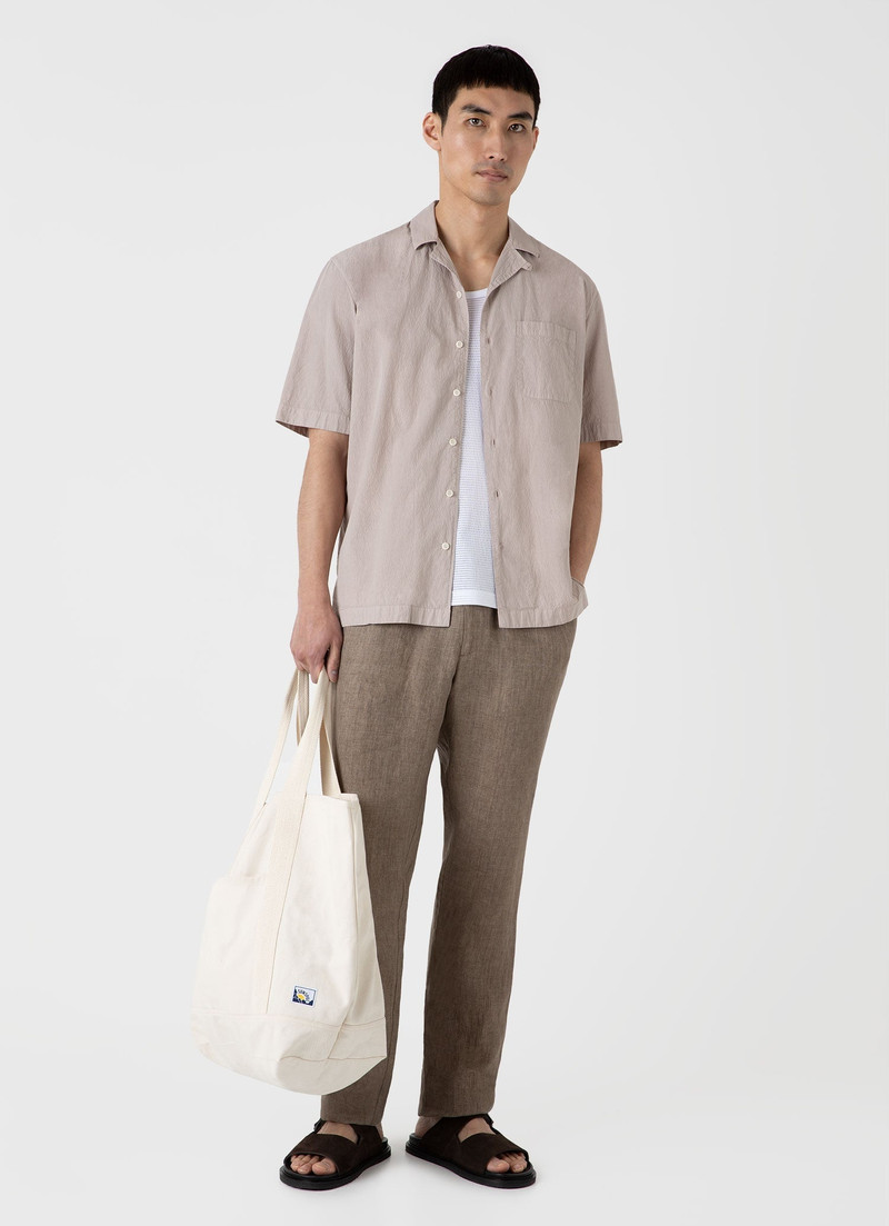 Sunspel Seersucker Camp Collar Shirt outlook