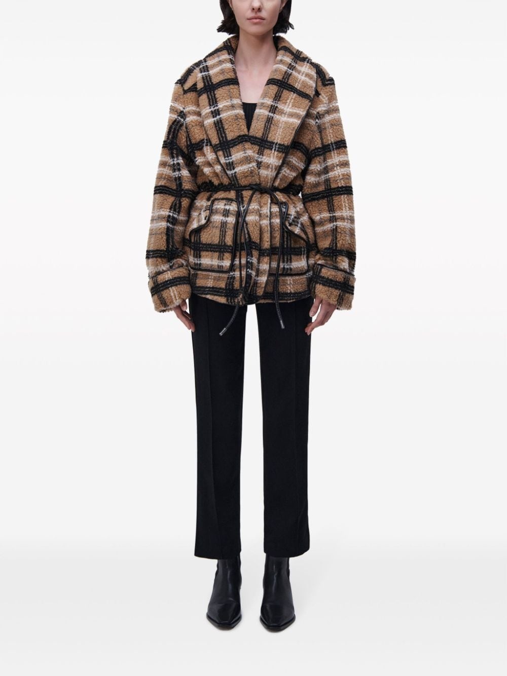 Kimia belted-waist shearling jacket - 2