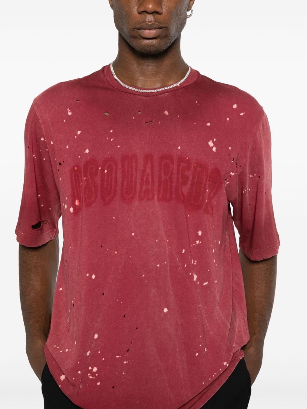 logo-print distressed T-shirt - 5
