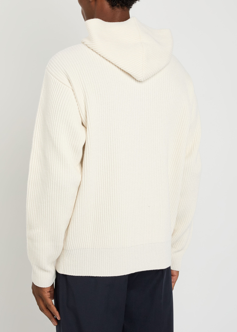 Lardini Ribbed Hooded Wool and Cashmere-blend Jumper - 3