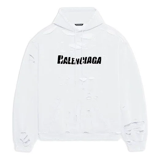 Balenciaga Caps Destroyed Hoodie 'White' 659403TKVB69040 - 1