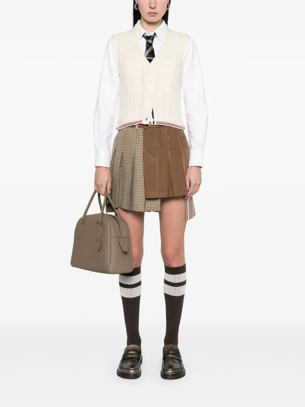 Gunclub Check Cheviot Tweed Pleated Mini Skirt Women - 2
