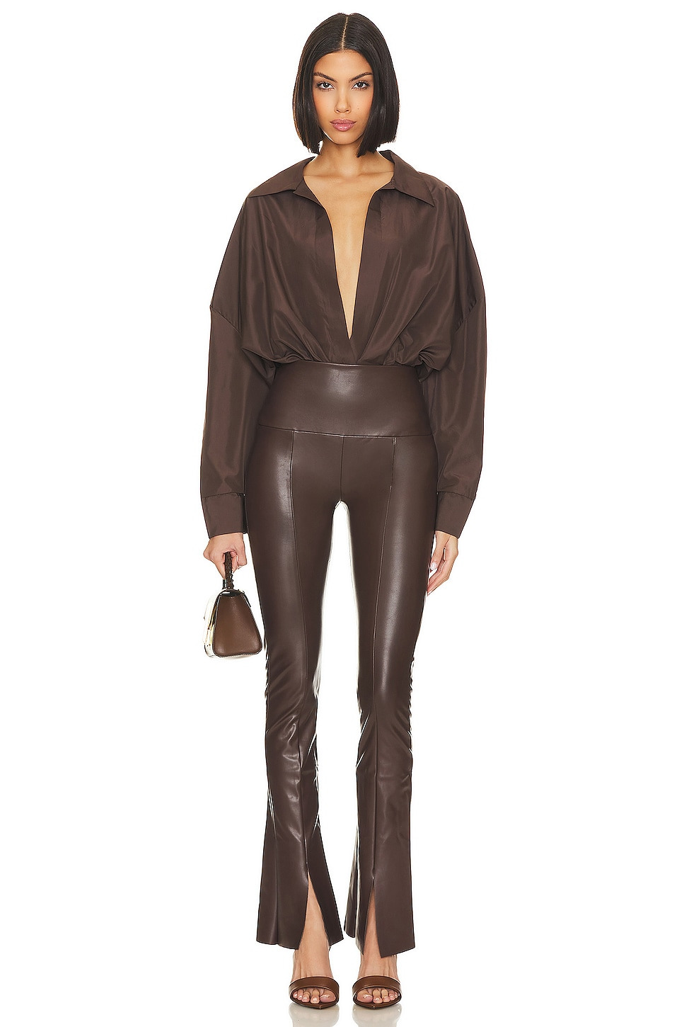 Oversized Boyfriend Shirt Bodysuit - 5