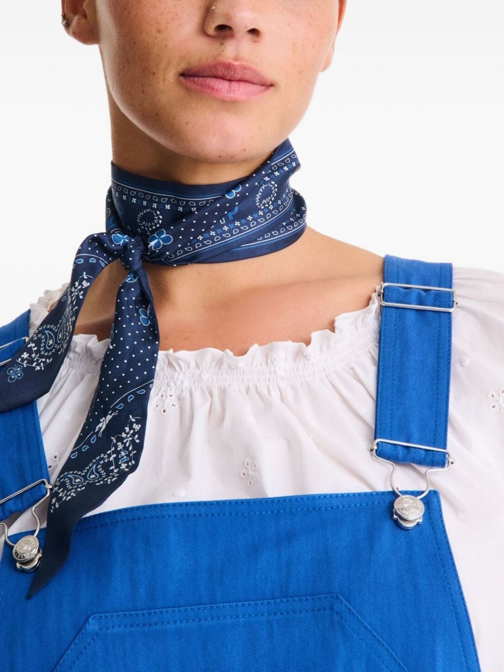 French Bandana printed silk neck scarf - 2