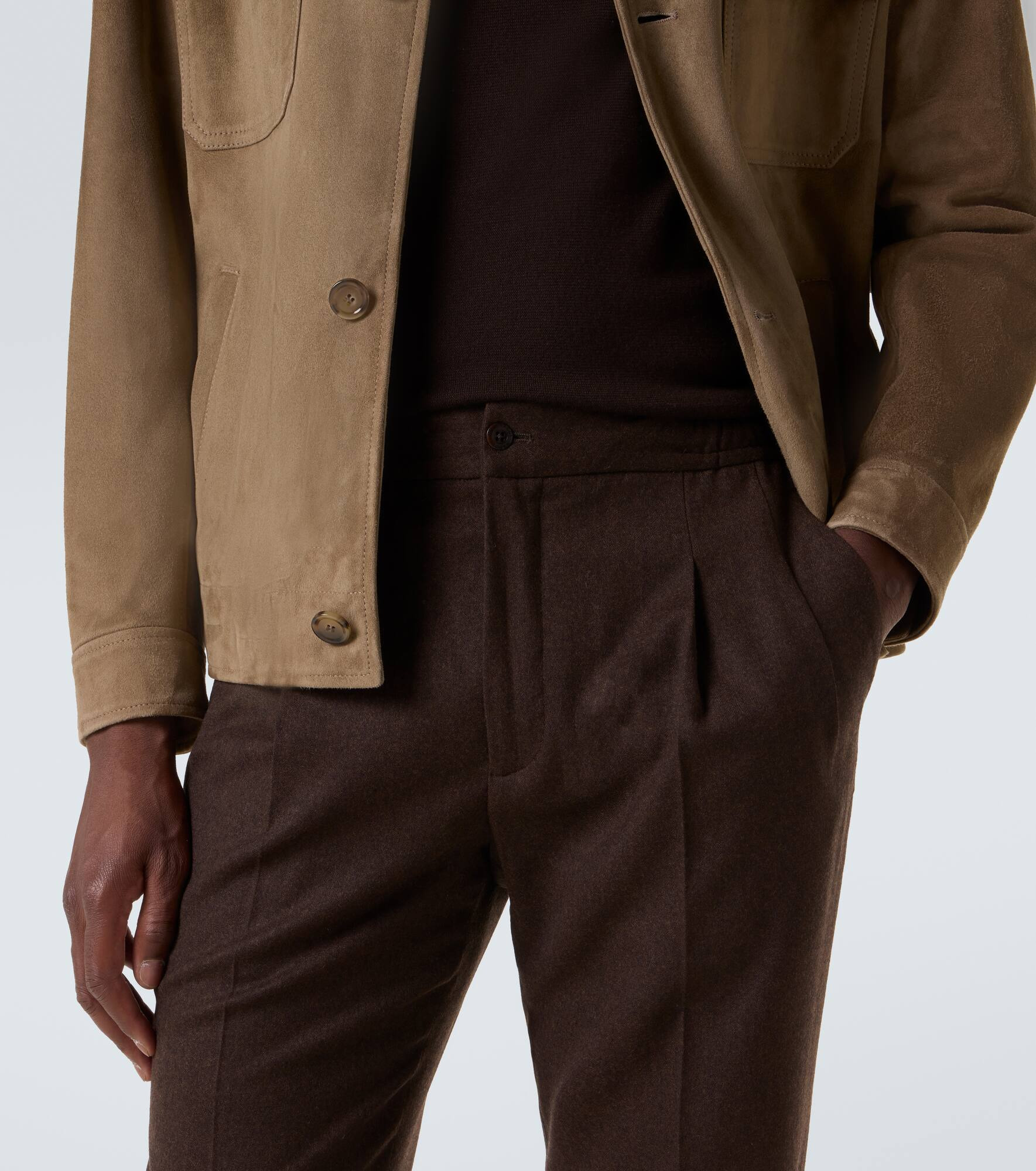 Virgin wool flannel tapered pants - 5