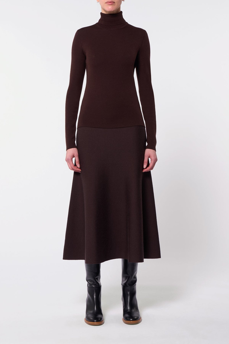 GABRIELA HEARST Freddie Knit Skirt in Chocolate Merino Wool Cashmere outlook