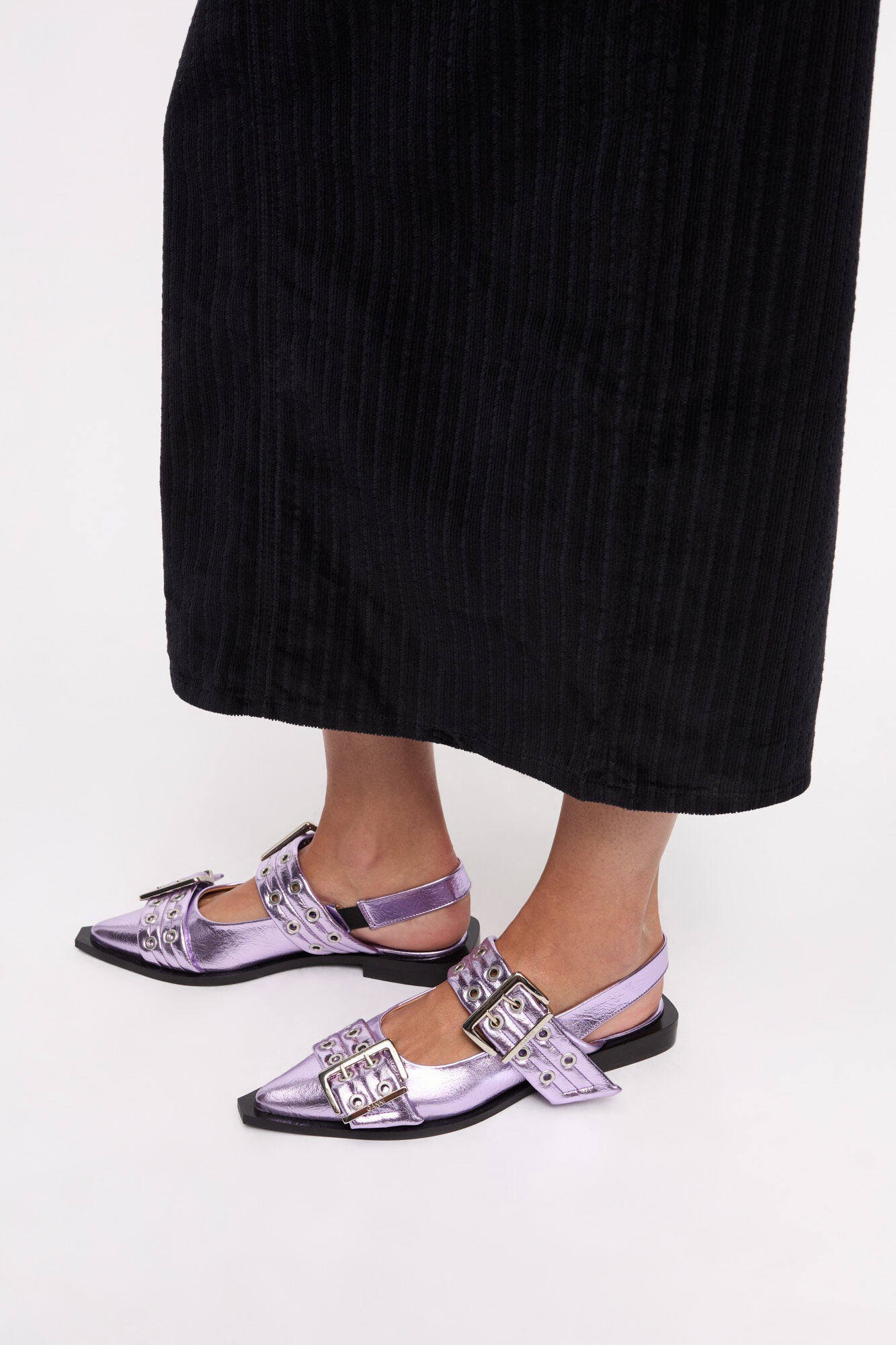 PINK METALLIC FEMININE BUCKLE BALLERINAS - 5