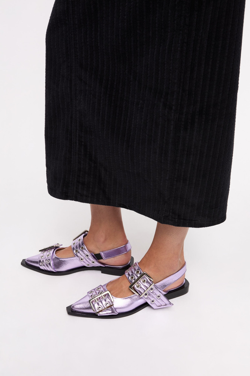 GANNI PINK METALLIC FEMININE BUCKLE BALLERINAS outlook
