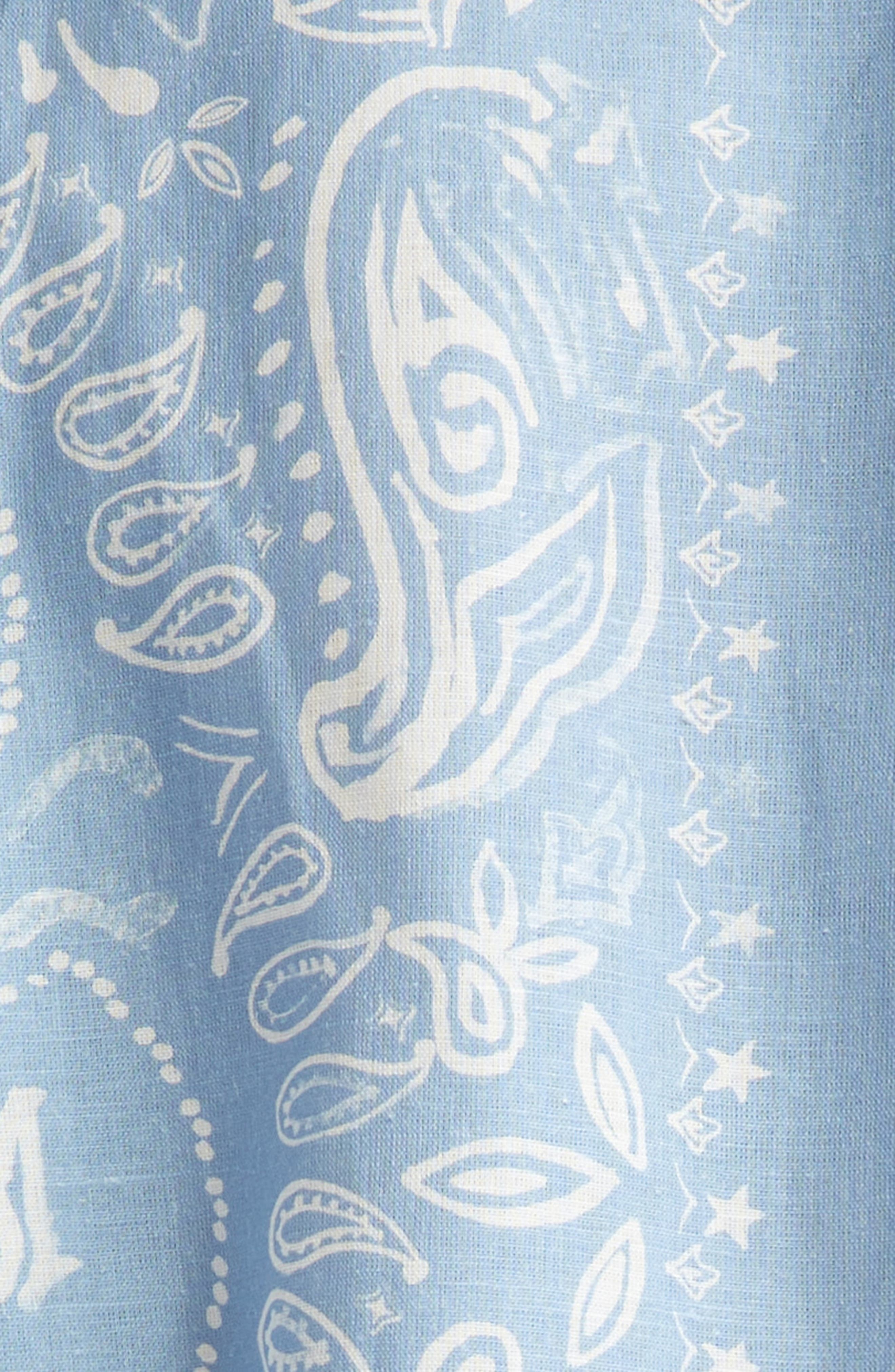 AMIRI Watercolor Bandana Linen & Cotton Camp Shirt in Cerulean at Nordstrom - 7