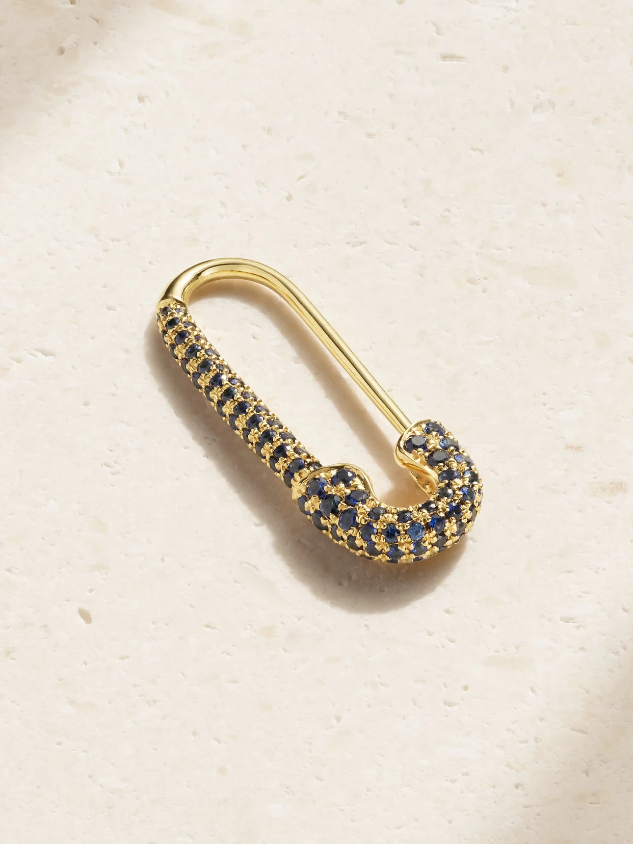 Safety Pin 18-karat Gold Sapphire Earring - 1